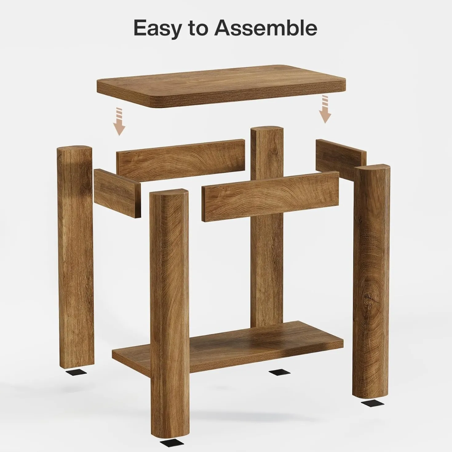 23.6" End Table, Farmhouse Wooden Side Table with Storage Shelf