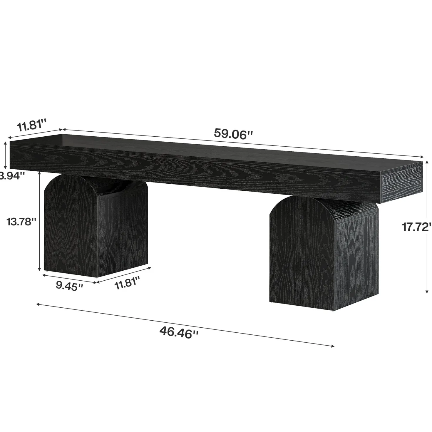 59" Entryway Bench, Long Shoe Bench with Arched Bases