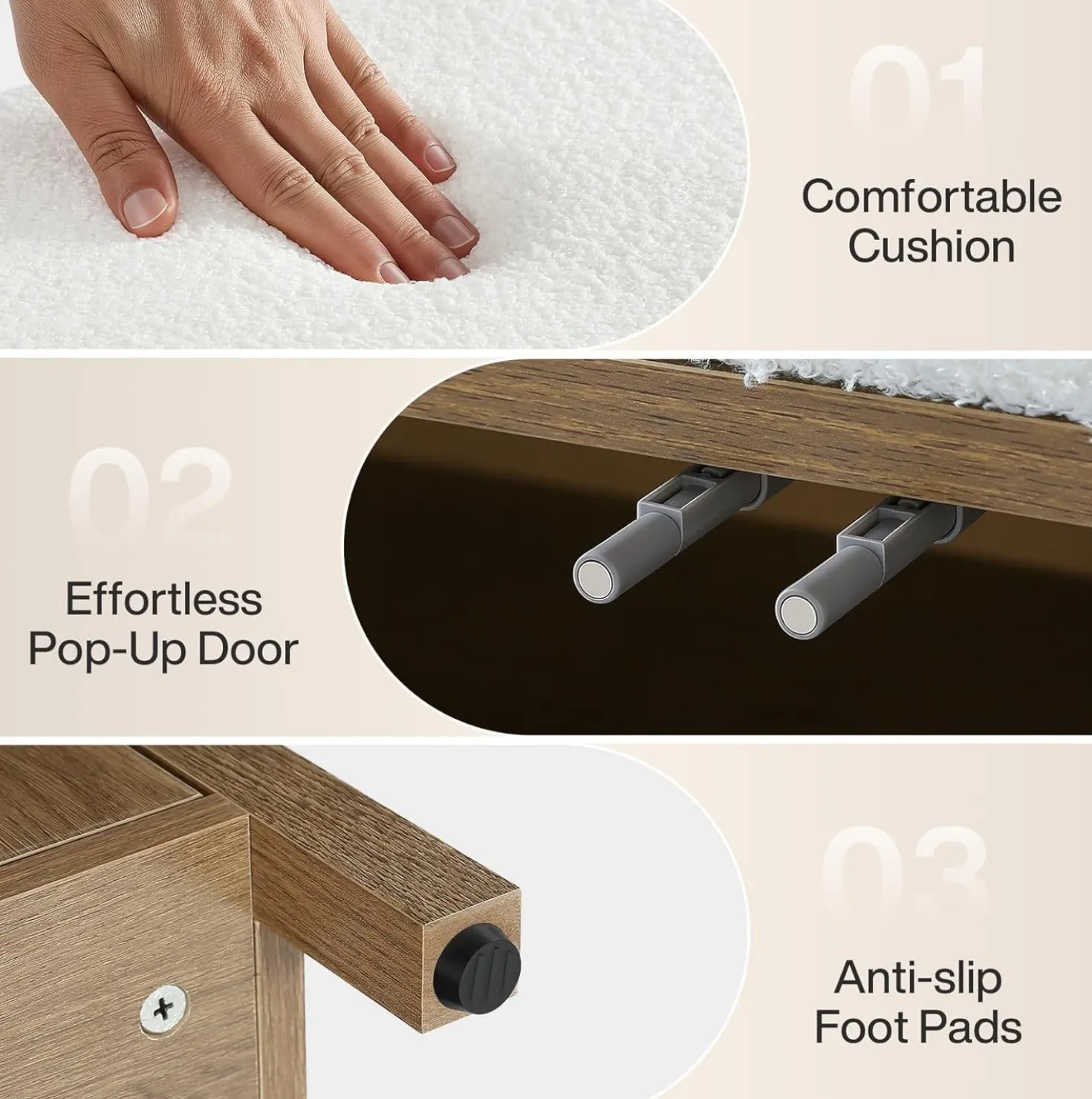 55" Entryway Bench, 2-Tier Shoe Storage Bench with Thickened Padded Seat Cushion