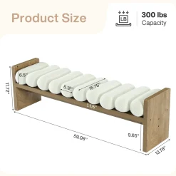 59'' Entryway Bench with Boucle Cushion, Upholstered Fabric End of Bed Bench for Hallway