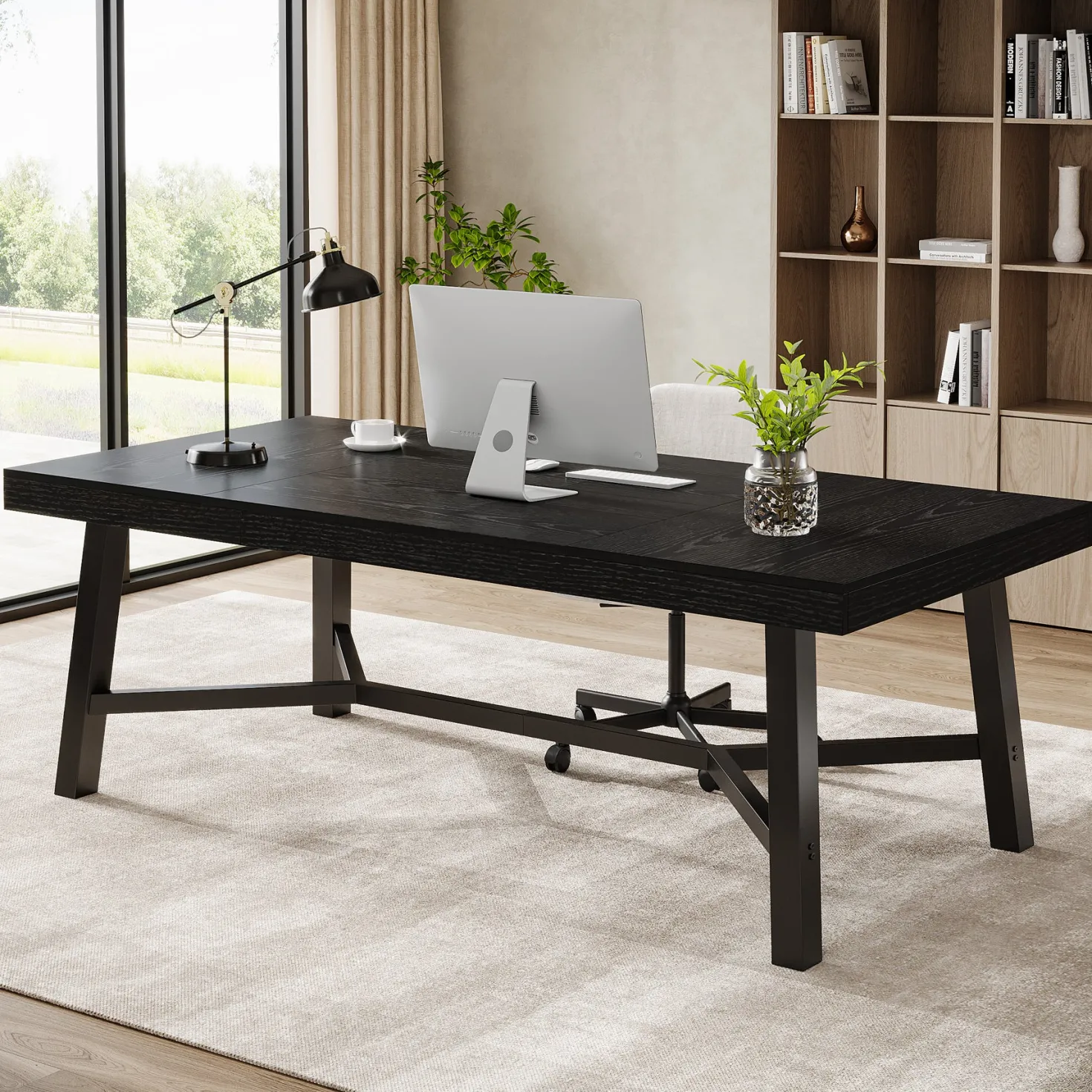 71" Executive Desk, Farmhouse Office Computer Desk with Sturdy Leg