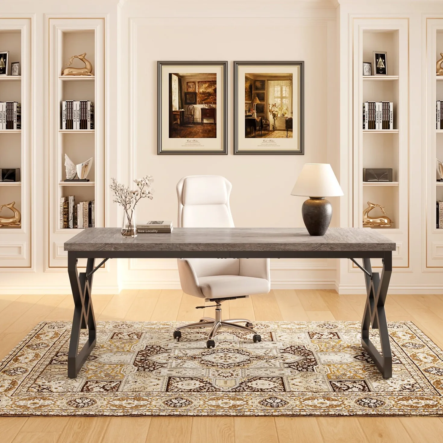63" Executive Desk, Large Computer Desk for Home Office