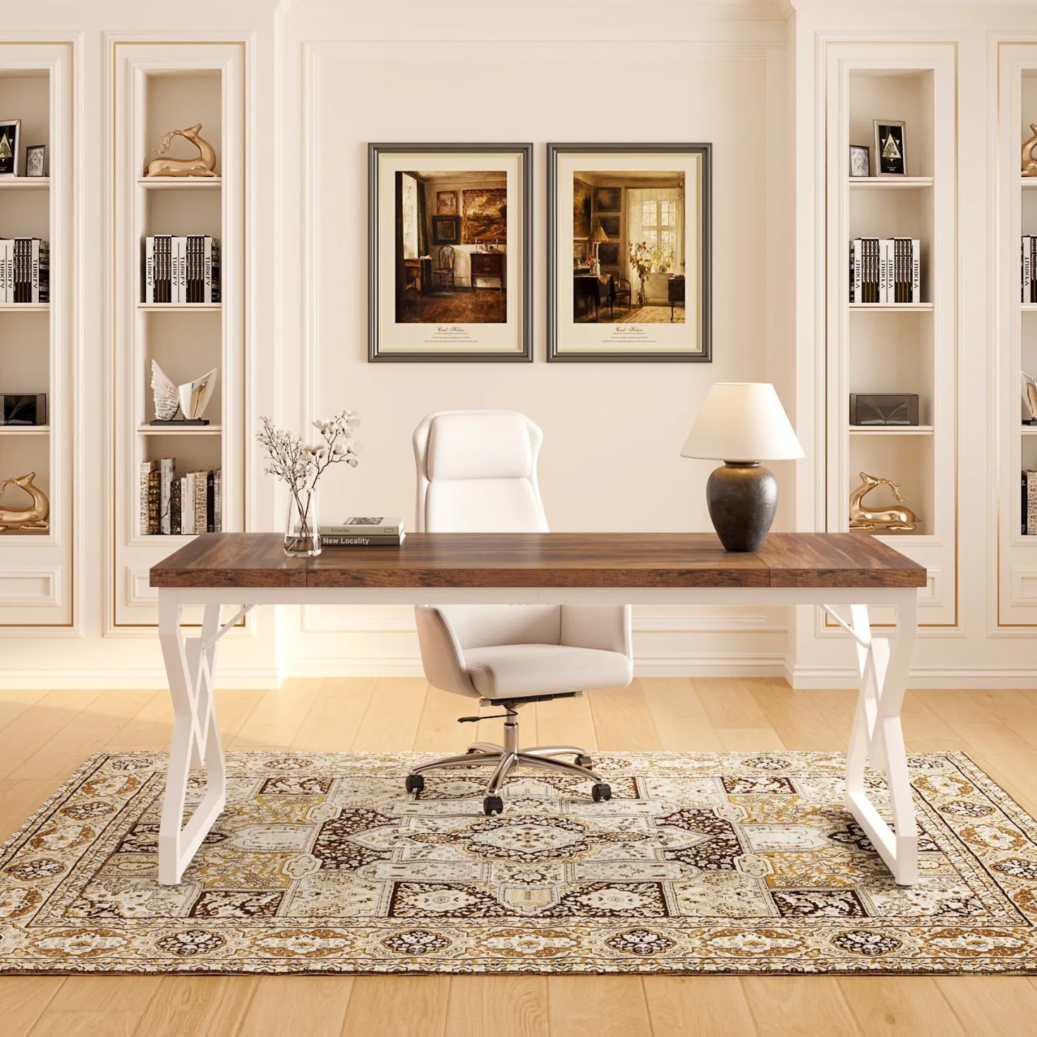 63" Executive Desk, Large Computer Desk for Home Office
