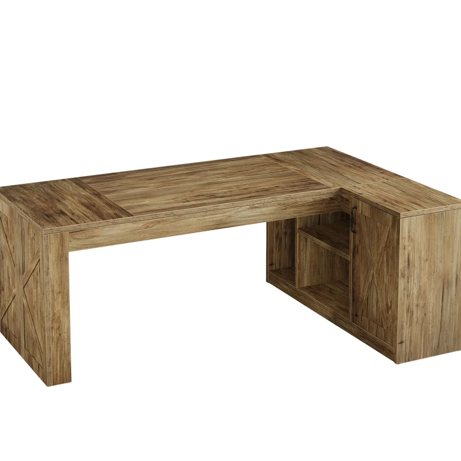 70.8" Executive Desk, L-Shaped Computer Table with Storage Cabinet