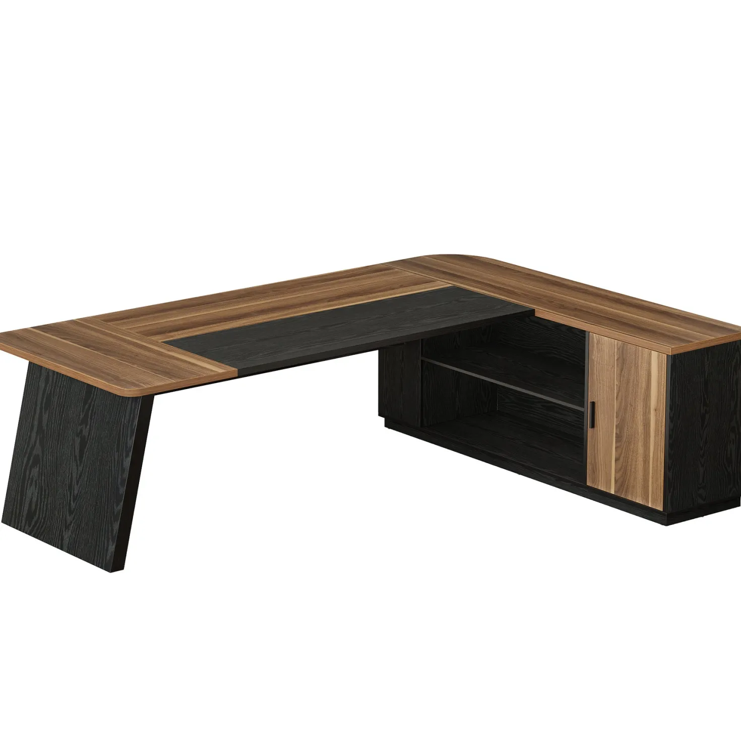79" Executive Desk, L-Shaped Office Compter Desk with Cabinet for Home Office