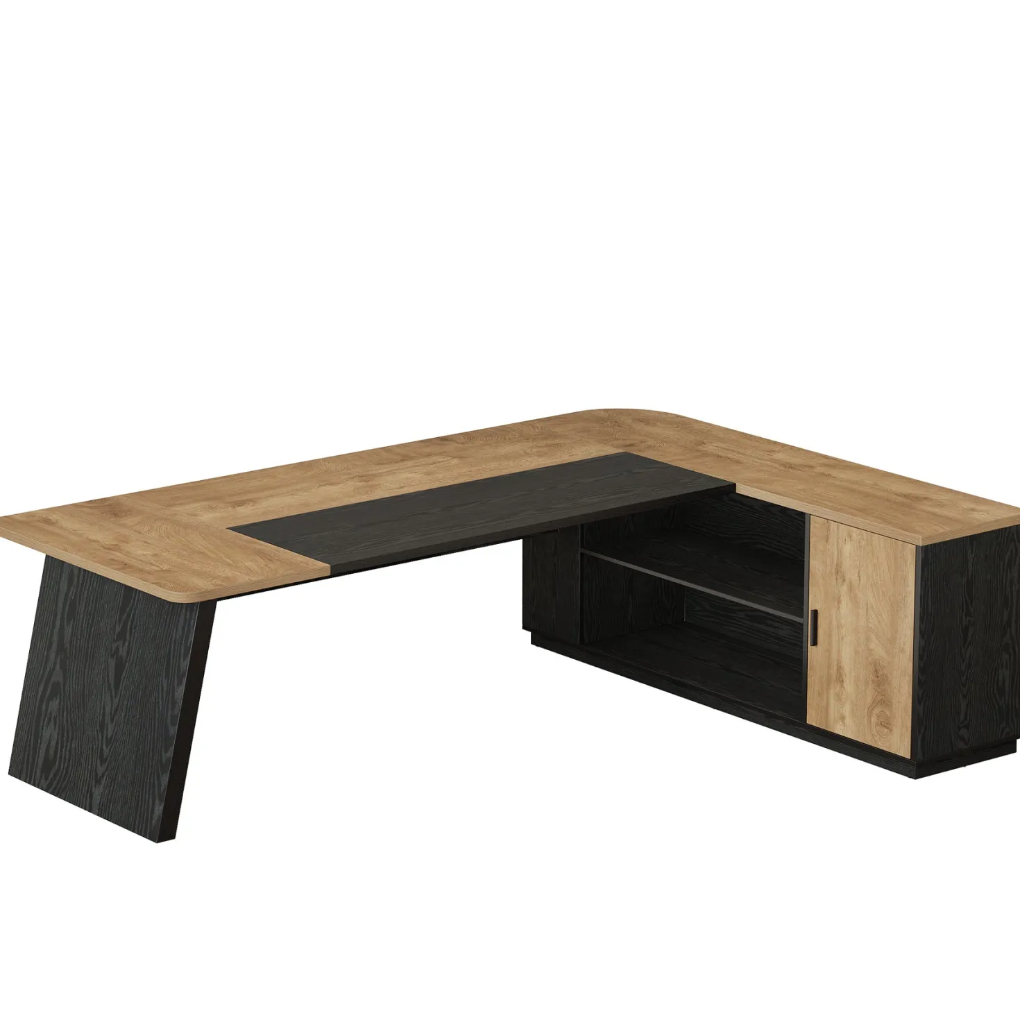 79" Executive Desk, L-Shaped Office Compter Desk with Cabinet for Home Office