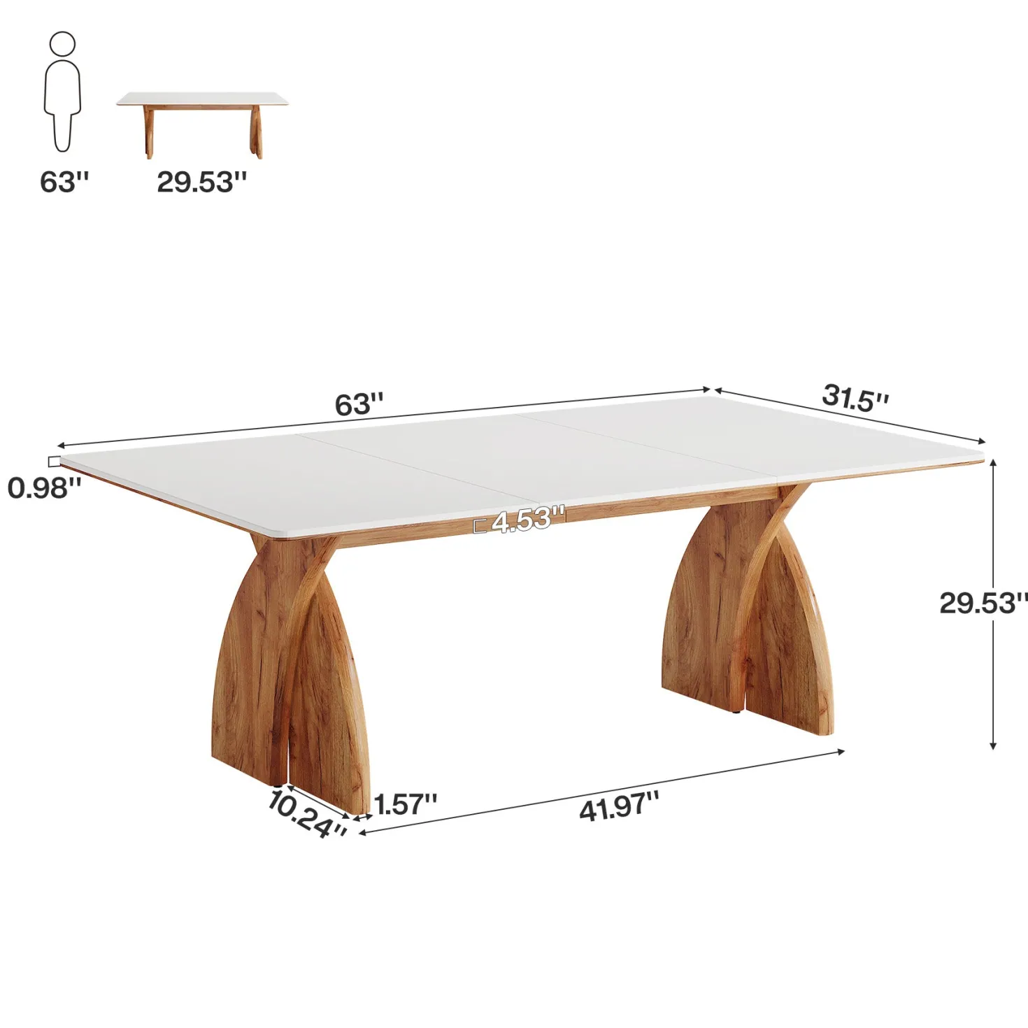 63" Executive Desk, Modern Computer Desk with Heavy Duty Legs