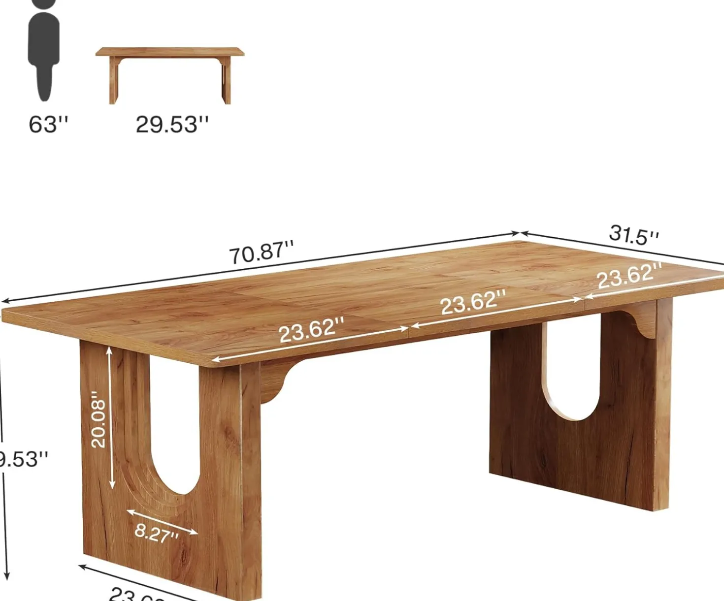 71" Executive Desk, Modern Executive Office Table with Wood Double Pedestal Base