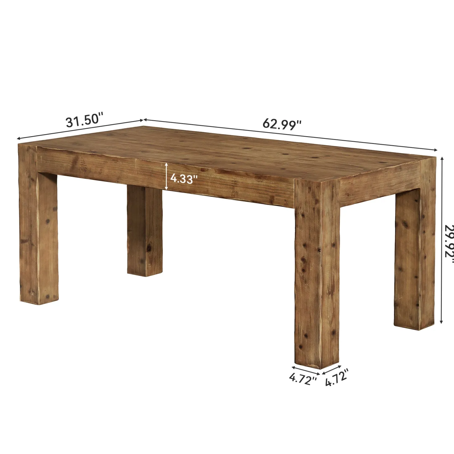 63" Executive Desk, Office Computer Desk with Thick Desktop
