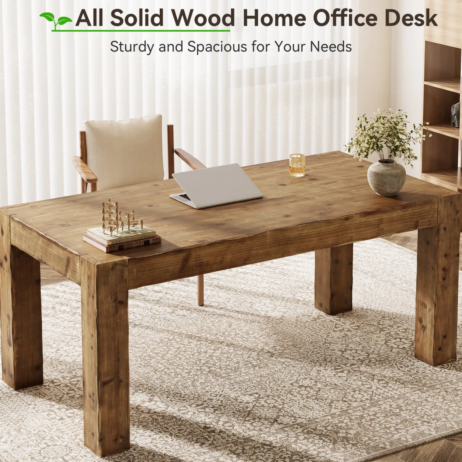 63" Executive Desk, Office Computer Desk with Thick Desktop