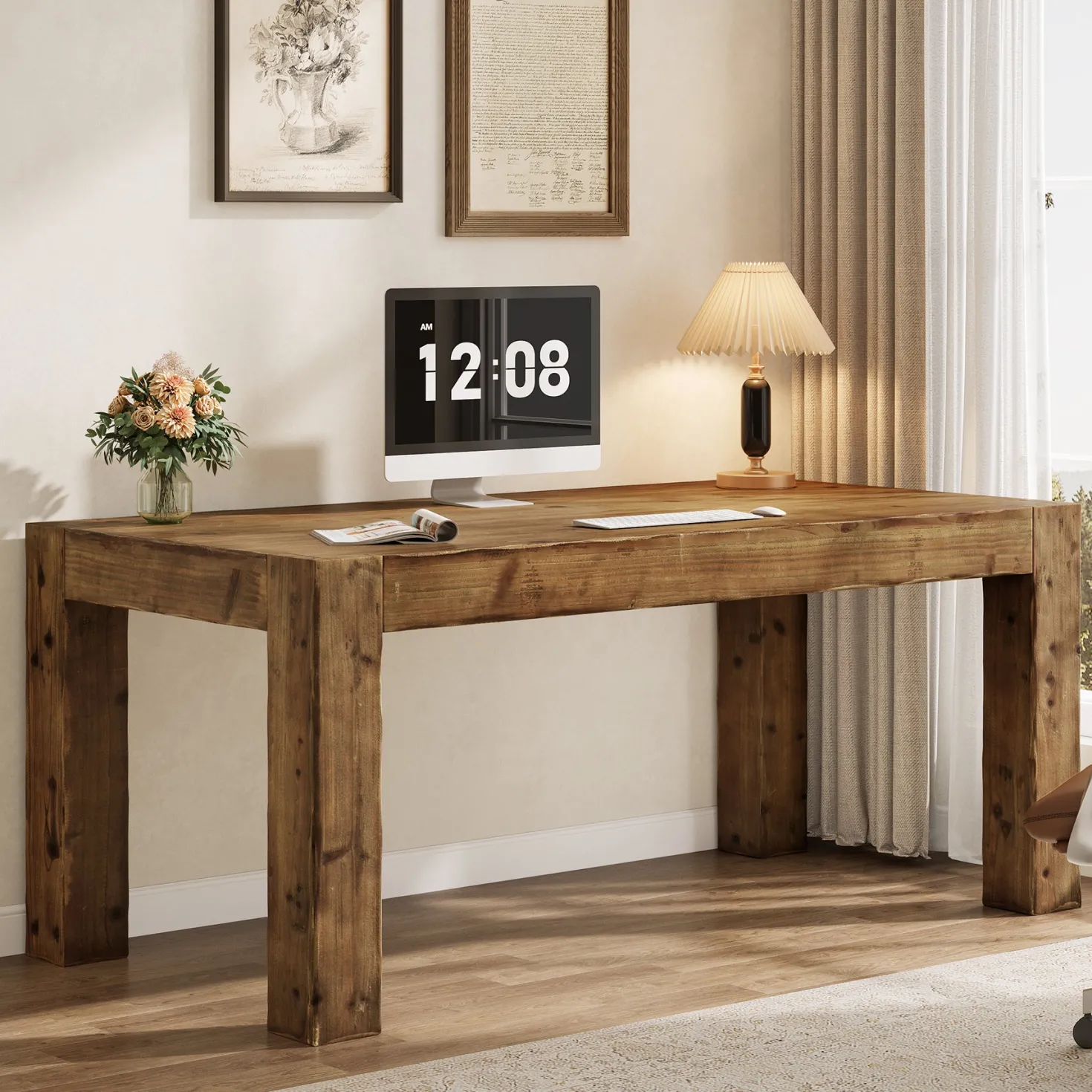 63" Executive Desk, Office Computer Desk with Thick Desktop