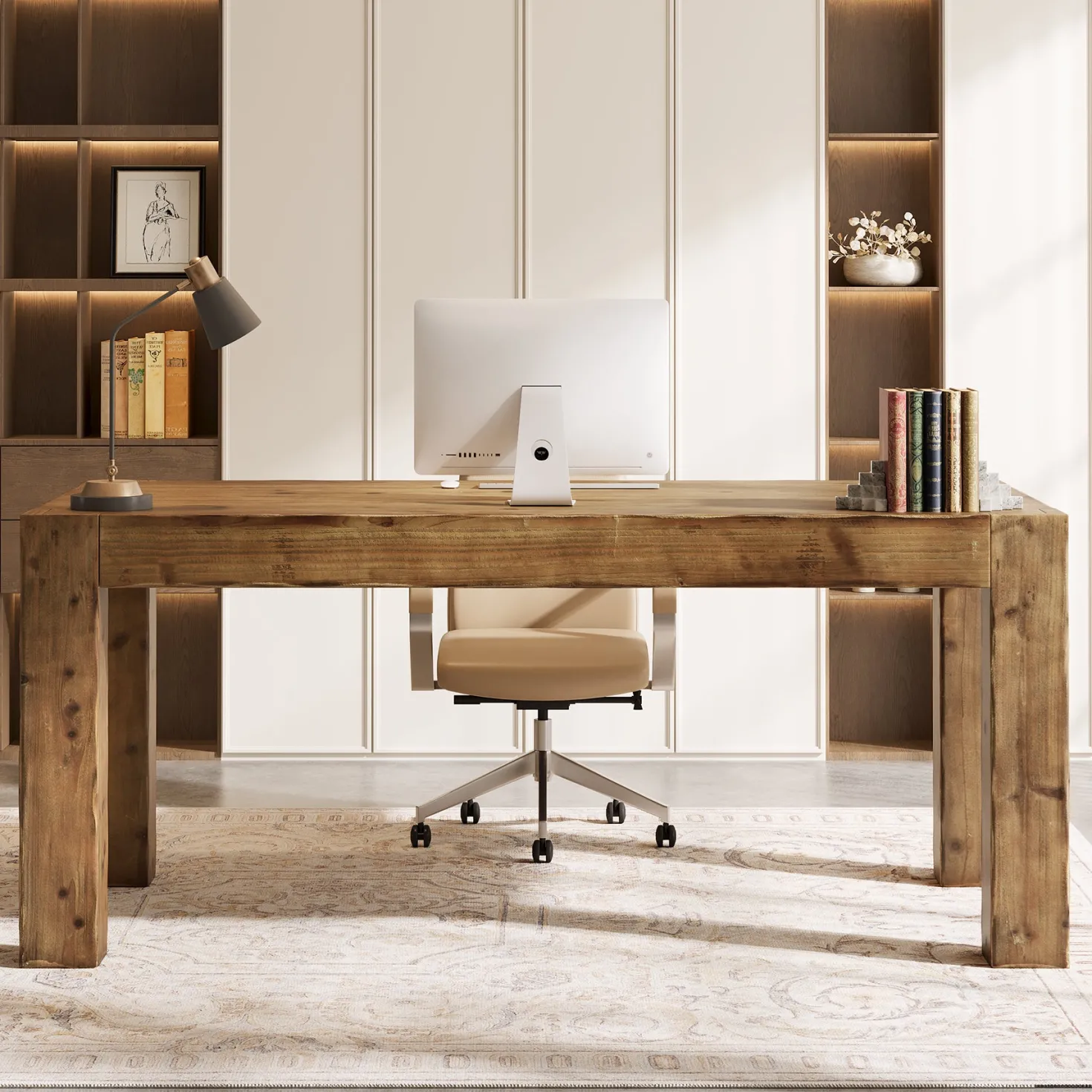63" Executive Desk, Office Computer Desk with Thick Desktop