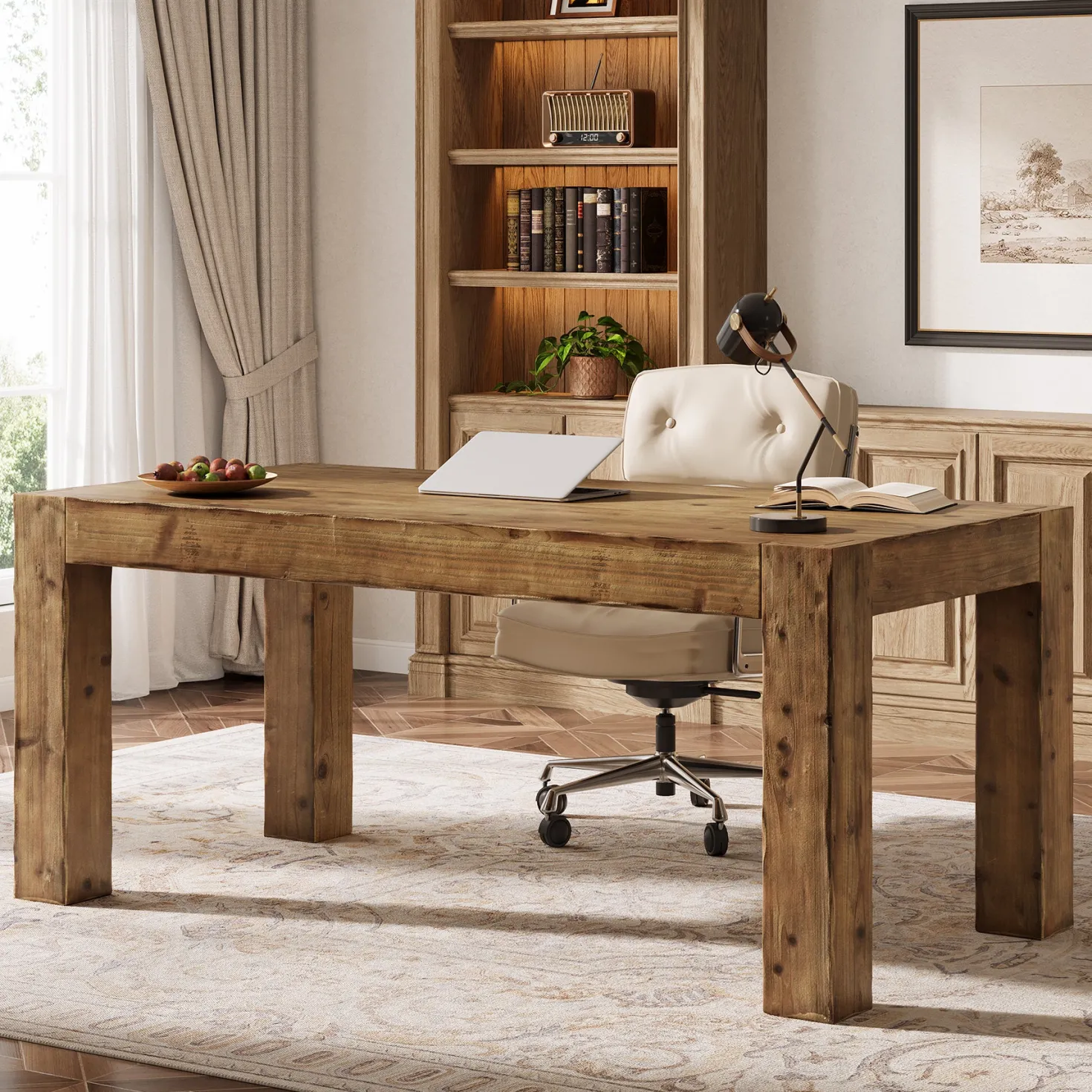 63" Executive Desk, Office Computer Desk with Thick Desktop