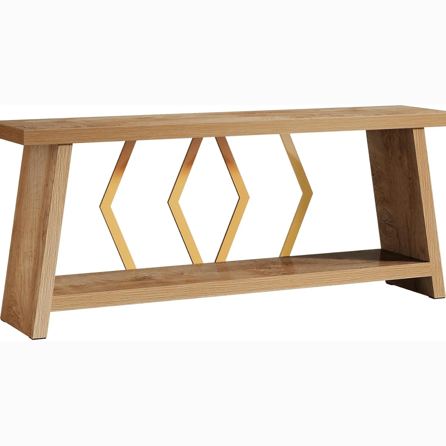 70.86" Extra Long Console Table, 2-Tier Wooden Sofa Table with Storage