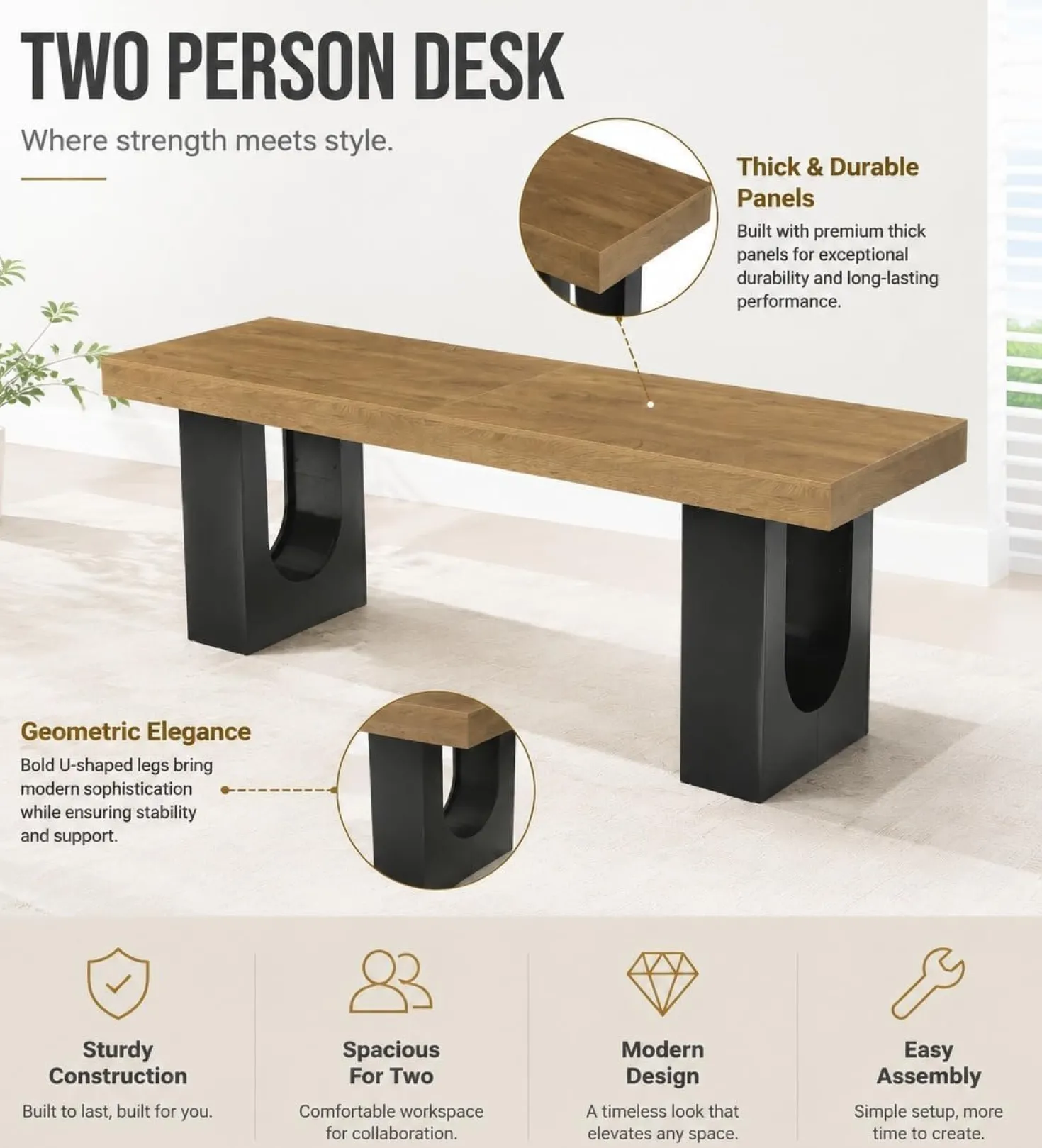 78.7" Extra Long Double Computer Desk, Modern Executive Desks for Home Office