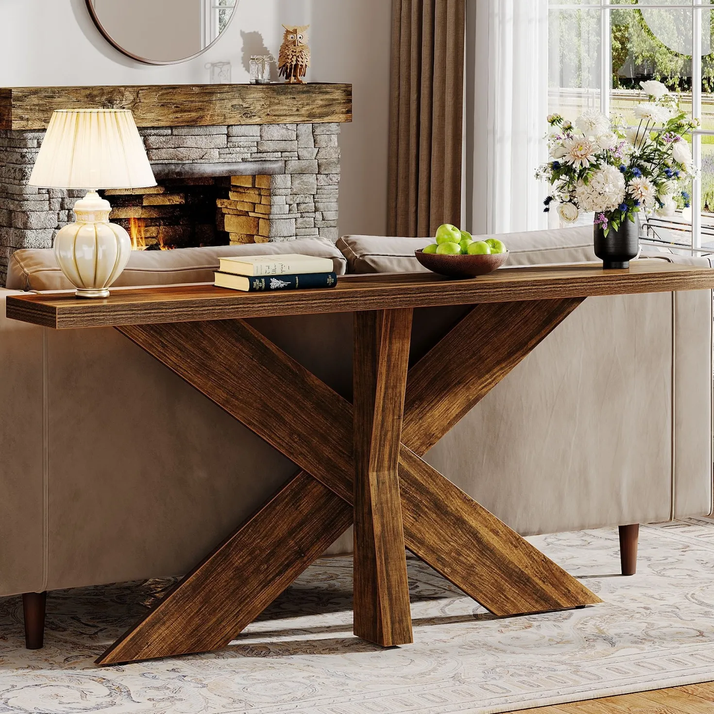 70.9" Farmhouse Console Table, Wood Sofa Hallway Table