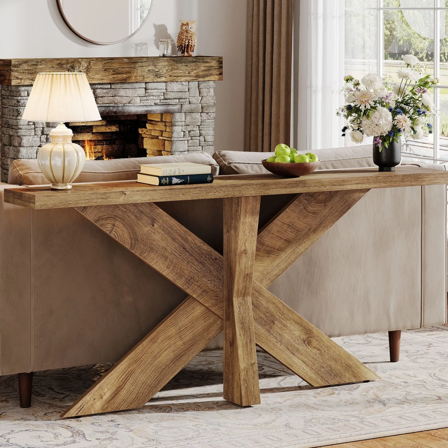 70.9" Farmhouse Console Table, Wood Sofa Hallway Table