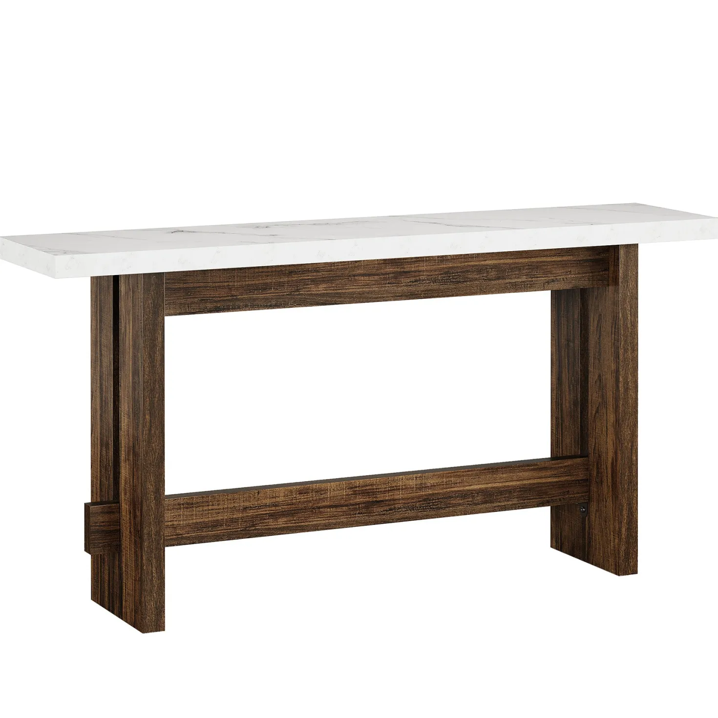 63" Farmhouse Console Table with Faux Marble Top, Narrow Sofa & Entryway Table for Behind Couch