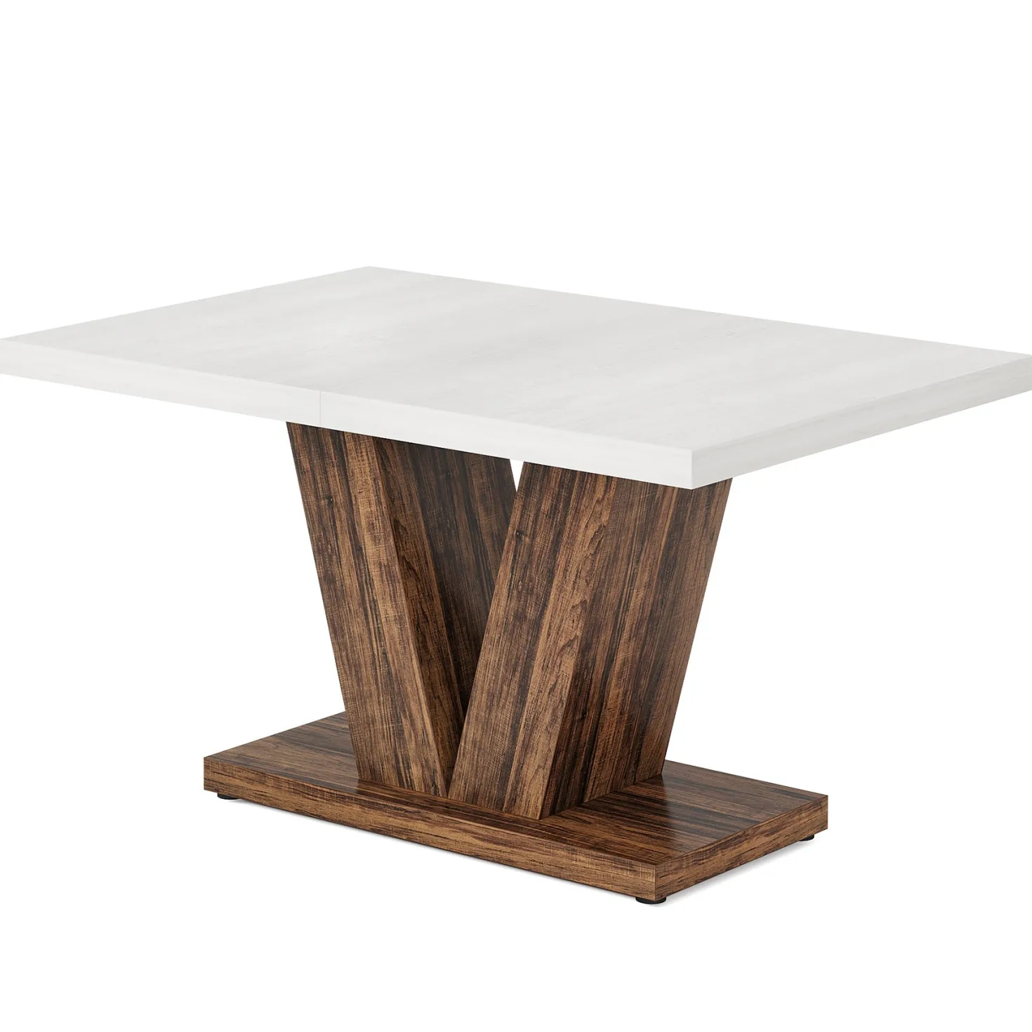 47" Farmhouse Dining Table, Kitchen Dinner Table with Duty Pedestal for 4 People