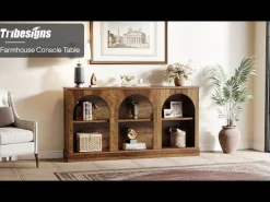 62.99“ Farmhouse TV Stand with Storage Cabinets, Media Console for Up to 65-Inch TV