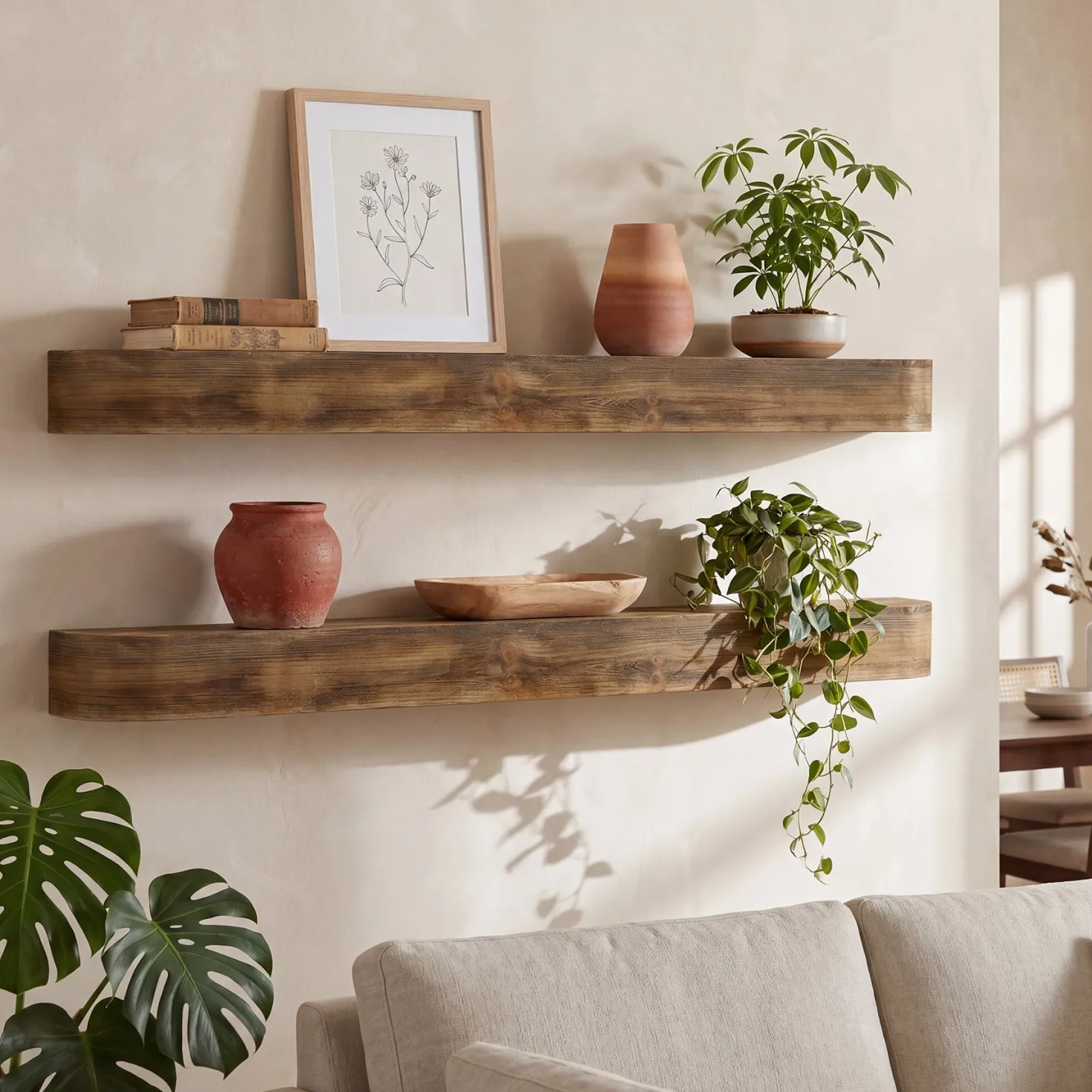 71" Fireplace Mantel, Solid Wood Floating Shelf, Wall Mounted Mantel for Over Fireplace