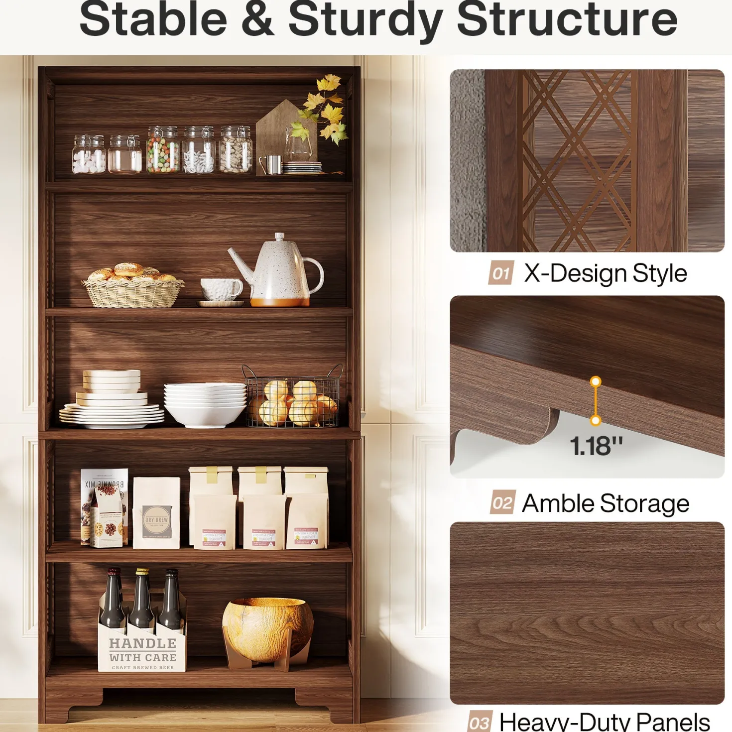 70.8" Freestanding Bookshelf, 6-Tier Bookcase Display Rack Storage Shelves