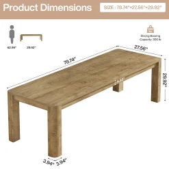 6.56 FT Conference Table for 6-8 People, 78.74
