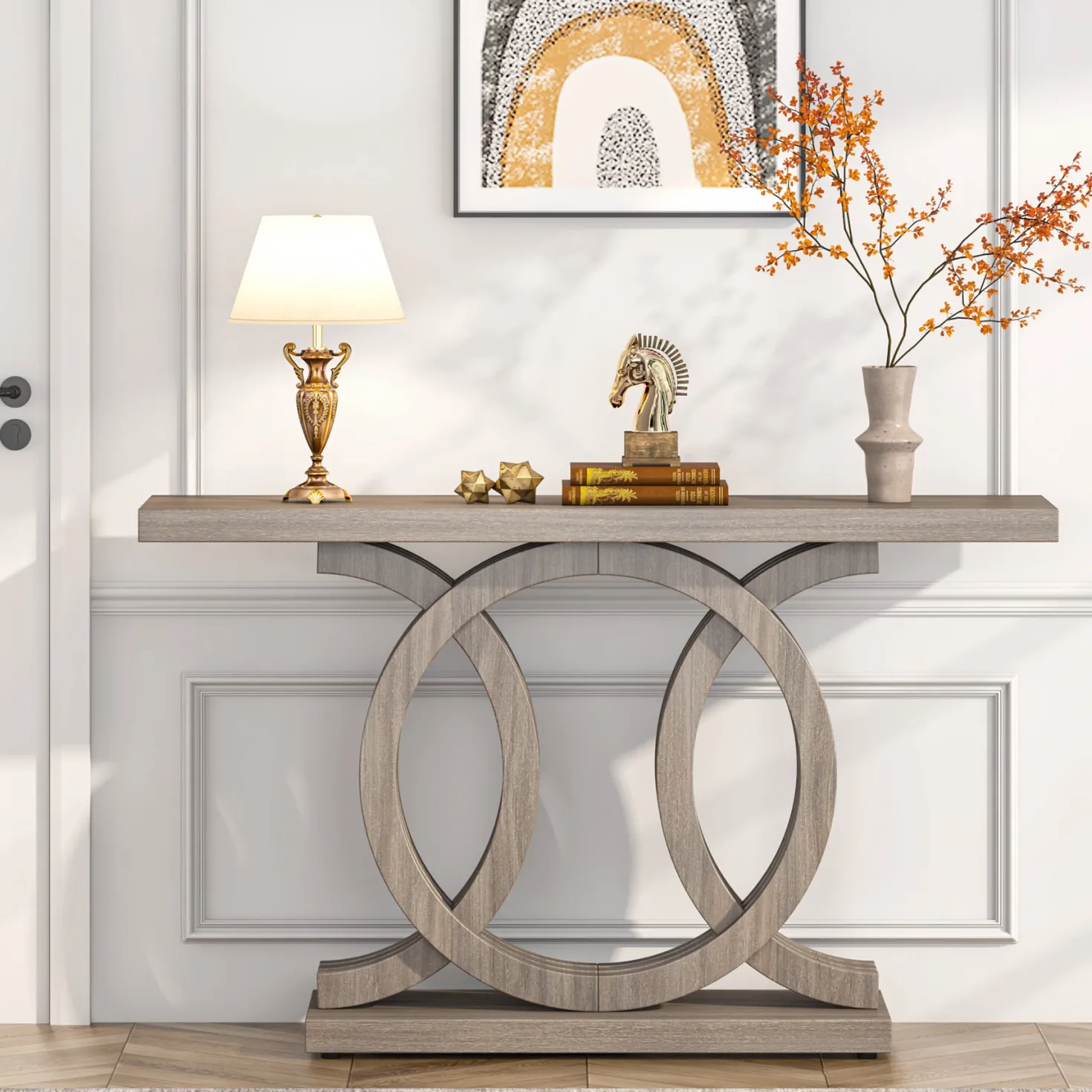55" Geometric Console Table for Entryway and Living Room