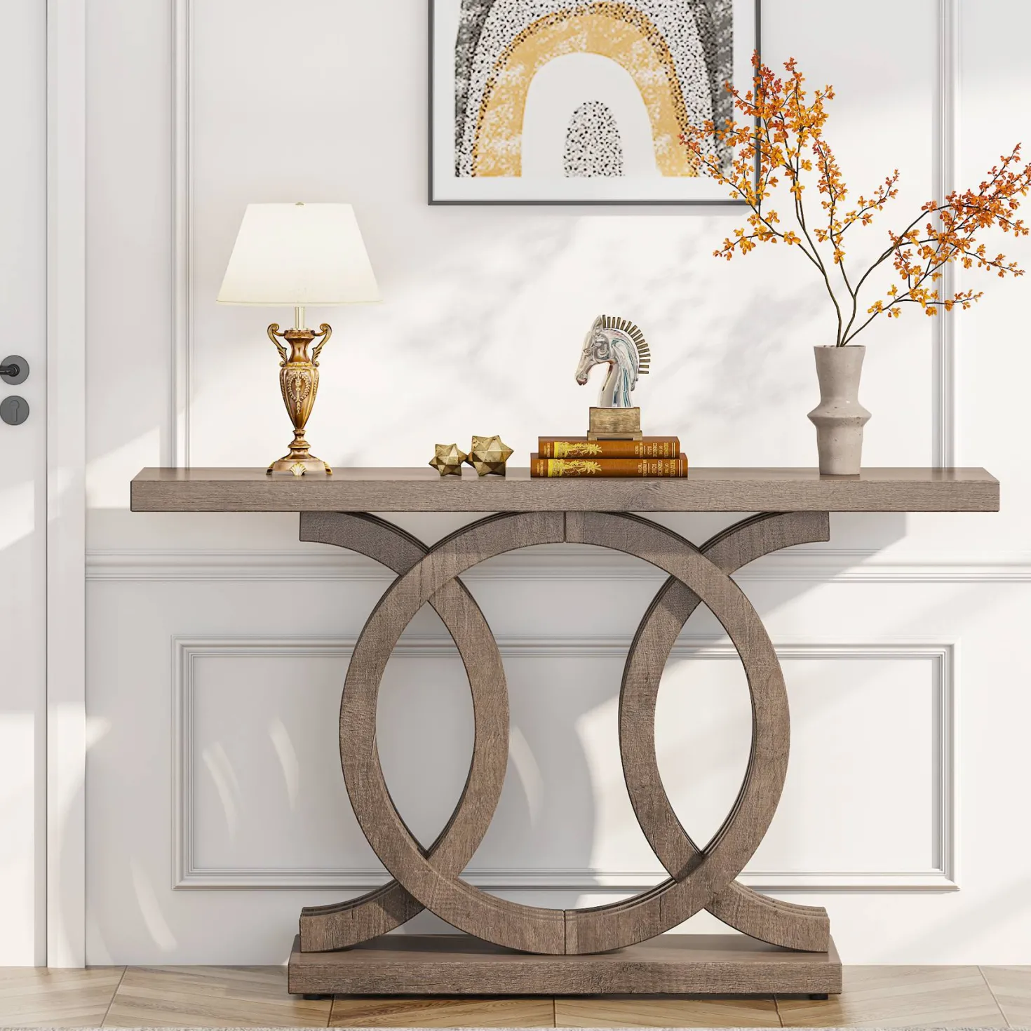 55" Geometric Console Table for Entryway and Living Room