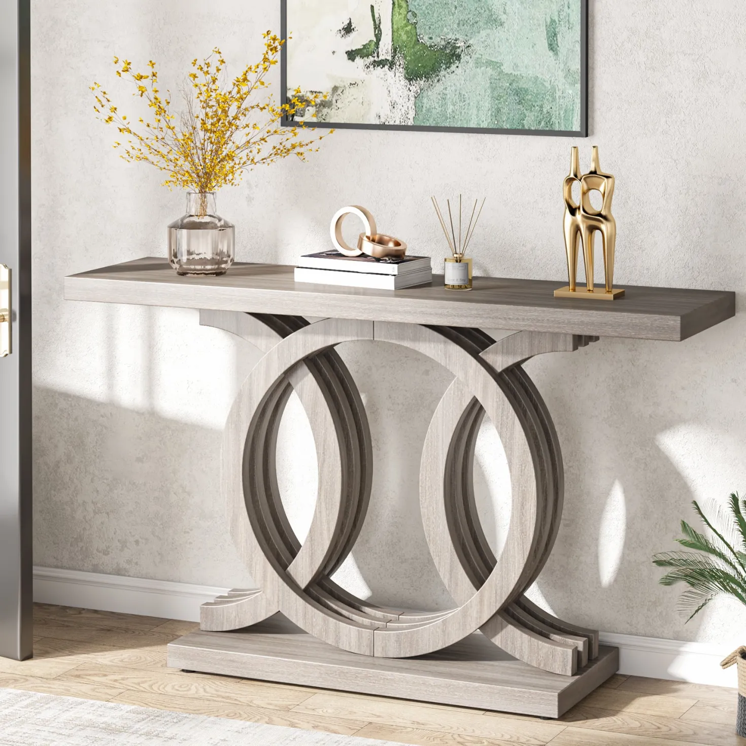 55" Geometric Console Table for Entryway and Living Room