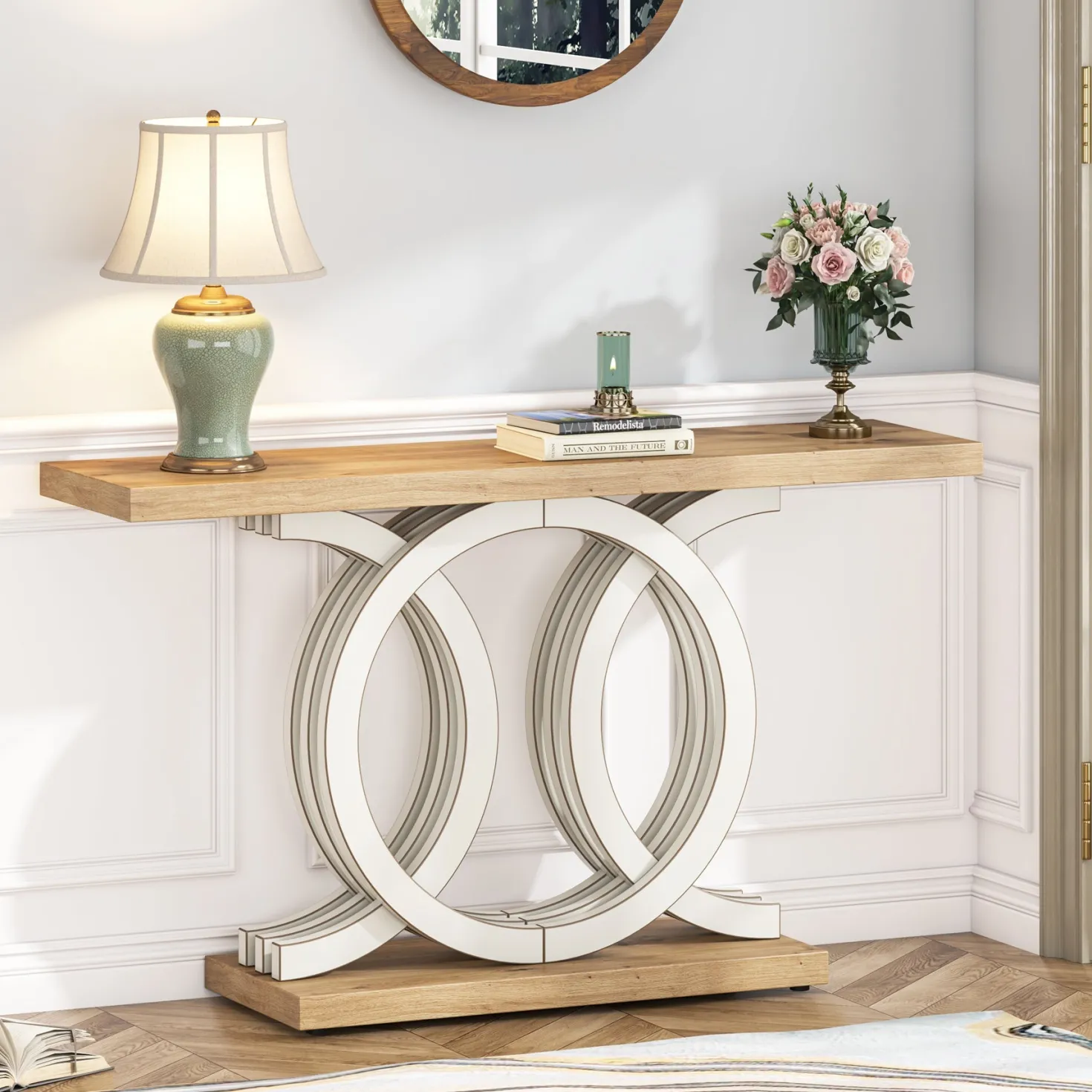 55" Geometric Console Table for Entryway and Living Room