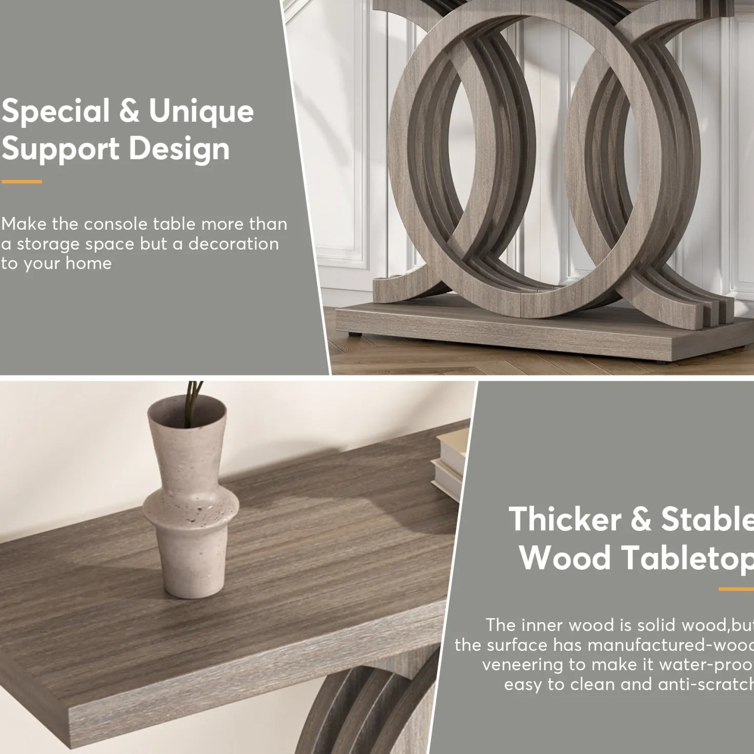 55" Geometric Console Table for Entryway and Living Room