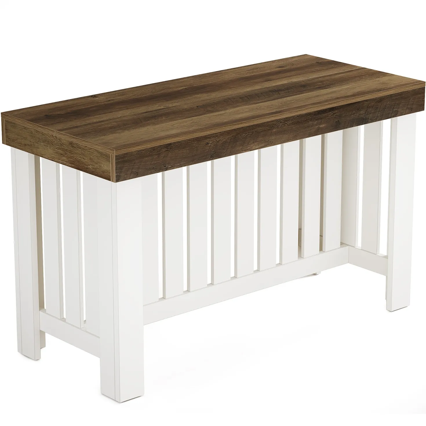 55" Kitchen Island, Farmhouse Stationary Table with Sturdy Base for Kitchen