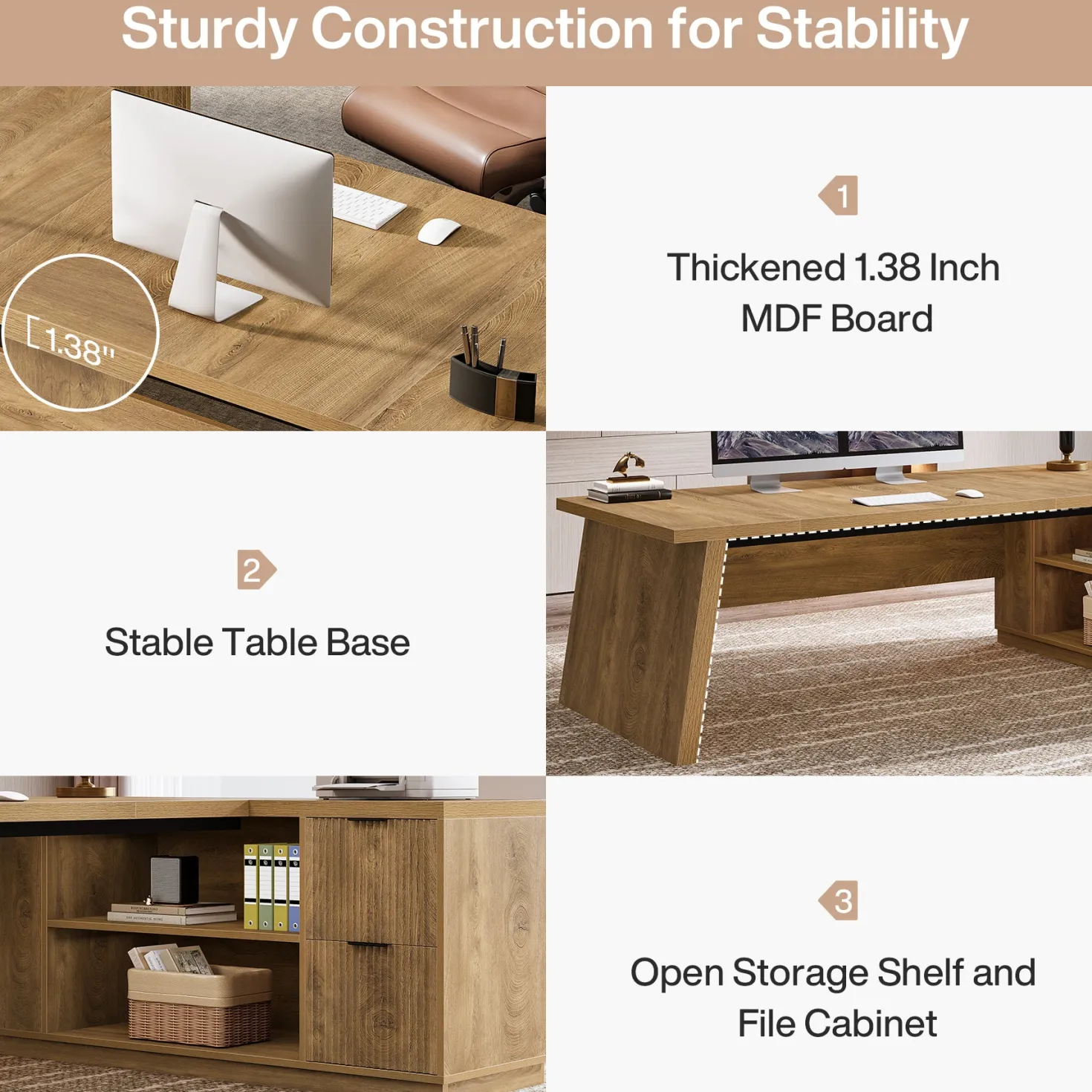 78" L Shaped Executive Desk, Corner Computer Desk Home Office Desk