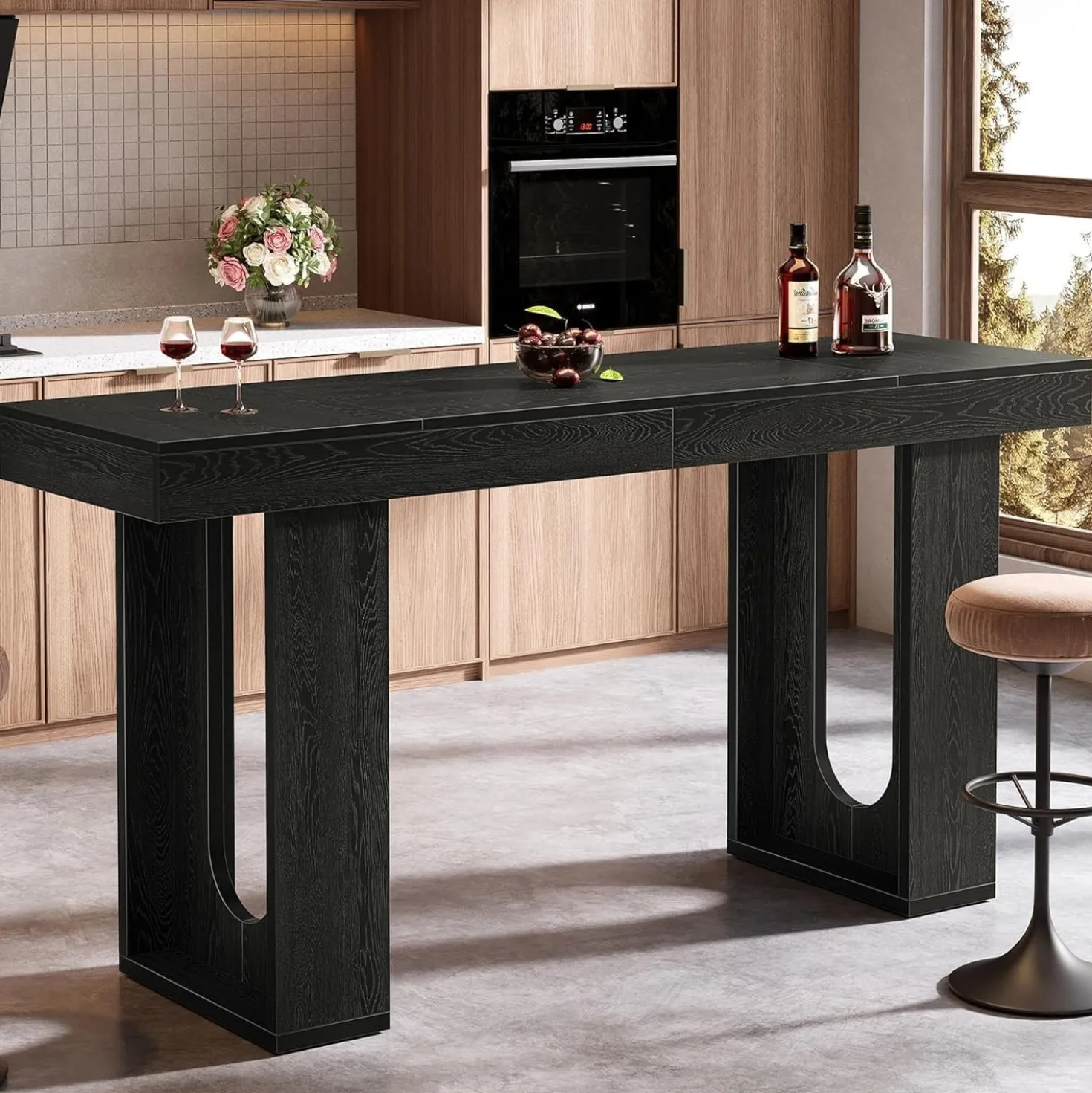 70.9" Long Bar Table, Rectangular Counter Height Pub Table Home Coffee Bar Unit