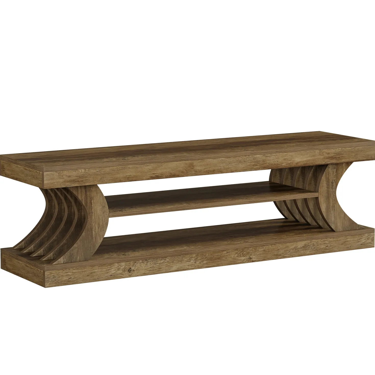 63" Modern TV Stand, C-Shaped 3-Tier Entertainment Center for 55/65/70 Inch TVs