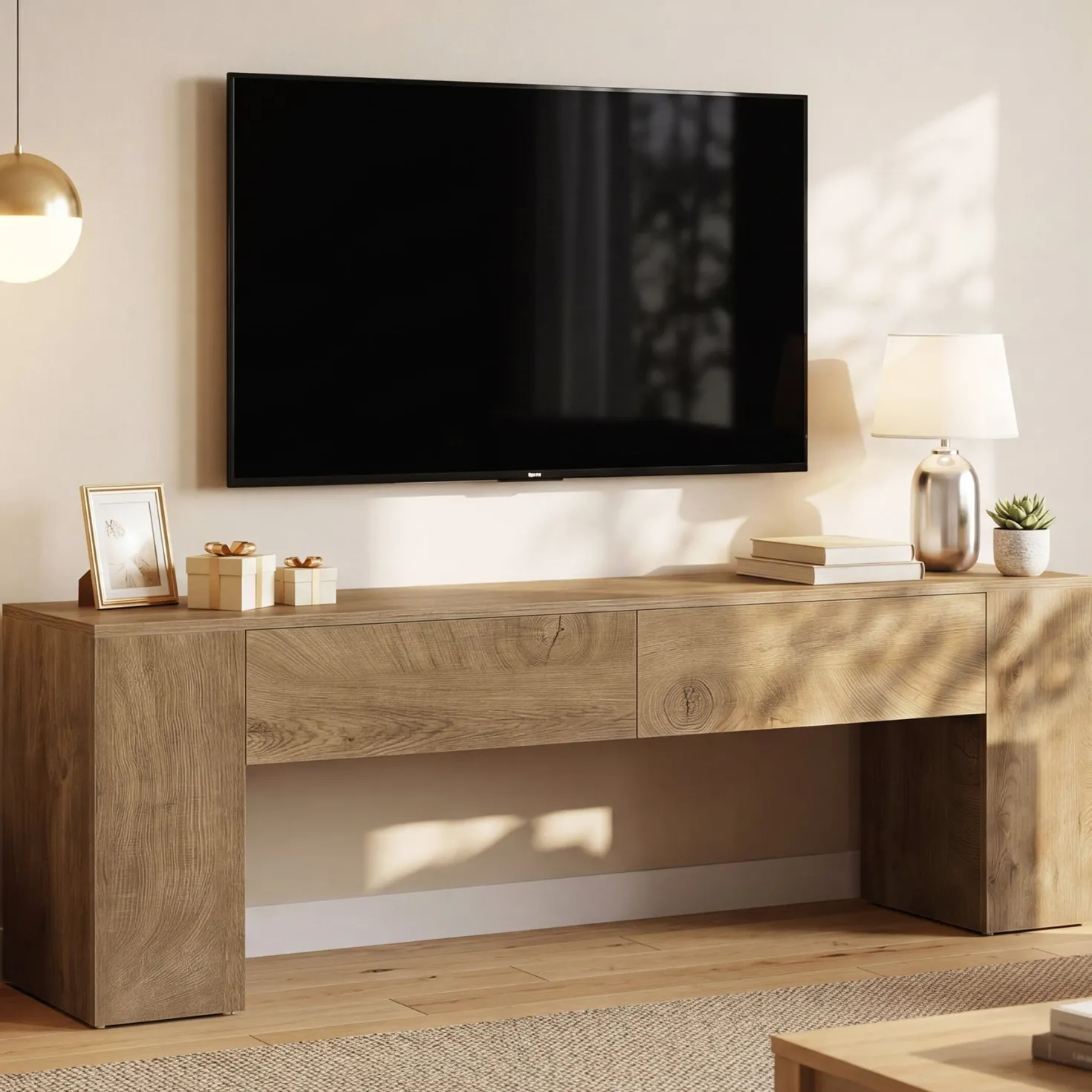 63" Modern TV Stand with Drawers, Entertainment Center for TVs up to 70 Inch