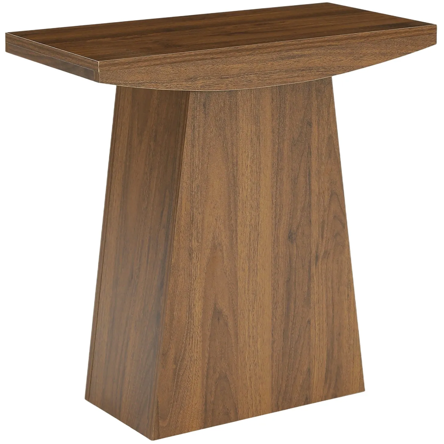 23.6" Pedestal End Table, Farmhouse Sofa Couch Side Table with Trapezoid Base