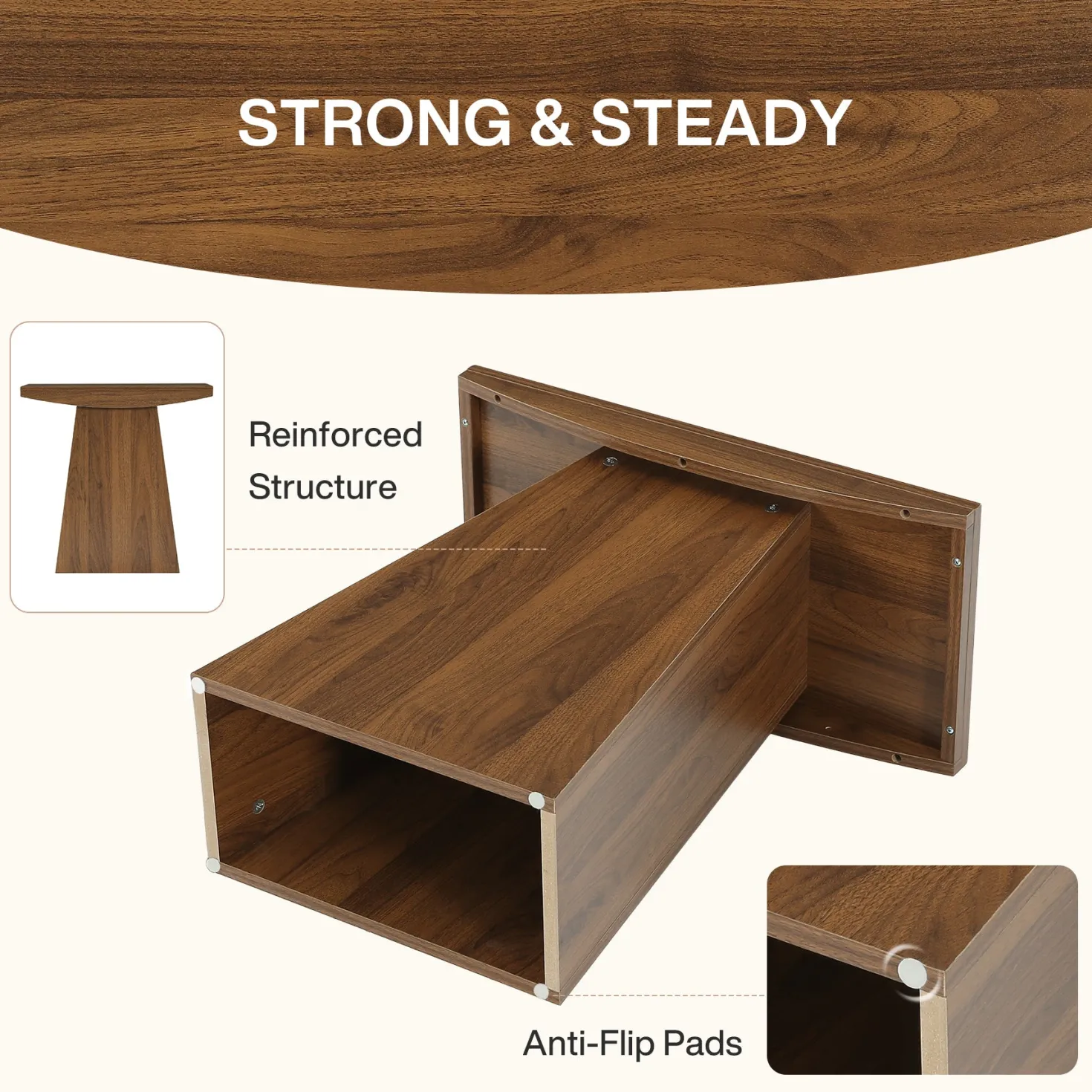 23.6" Pedestal End Table, Farmhouse Sofa Couch Side Table with Trapezoid Base