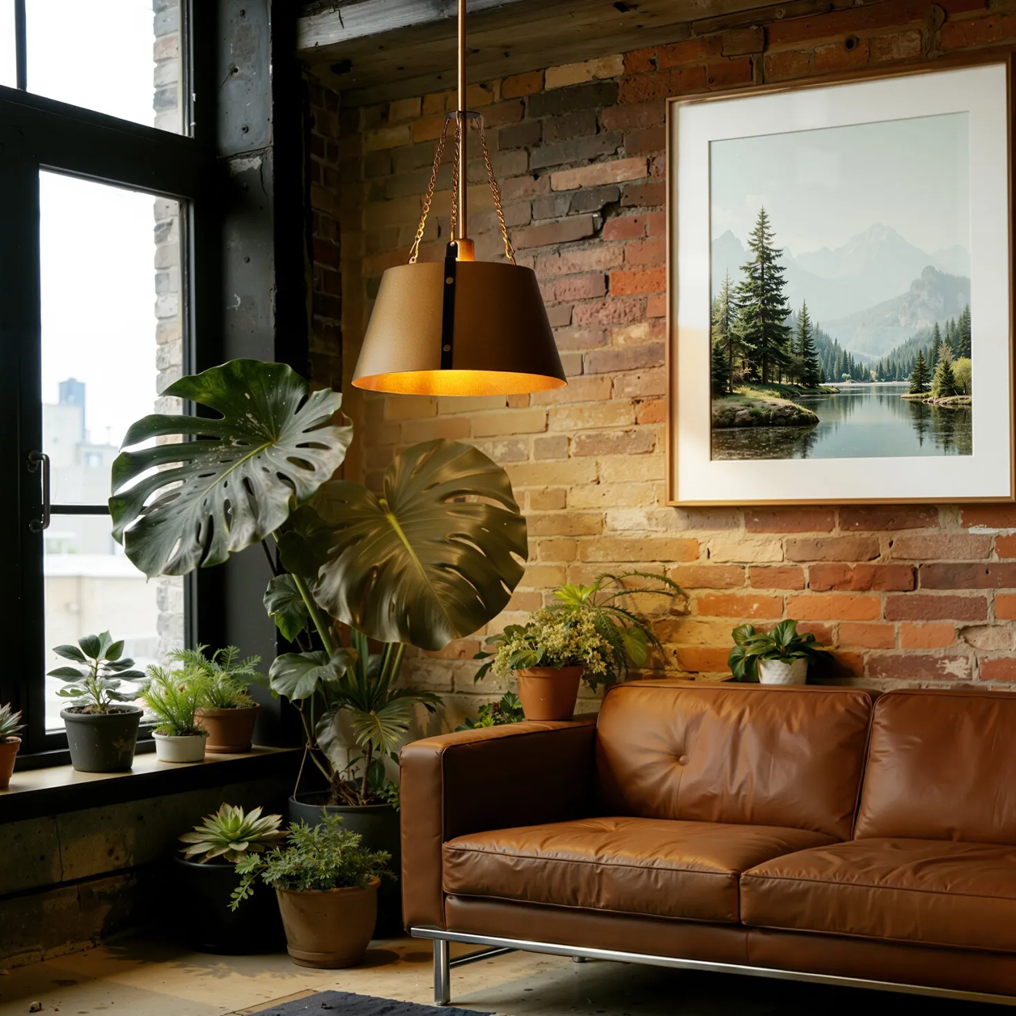 11.6" Pendant Lights, 1-Light Industrial Drum Chandelier with Adjustable Height