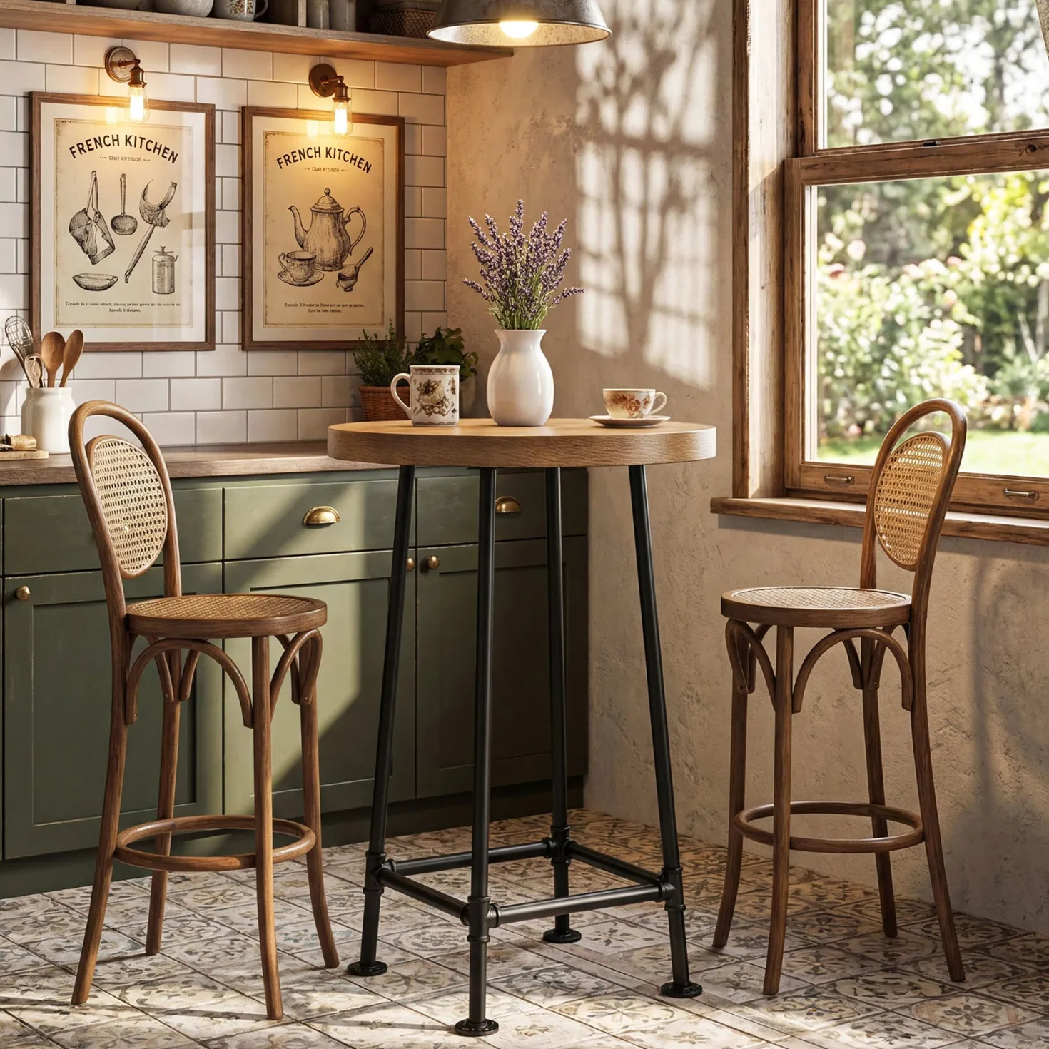 39.4" Round Bar Table, High Top Pub Table Drink Cocktail Furniture(Only Table)
