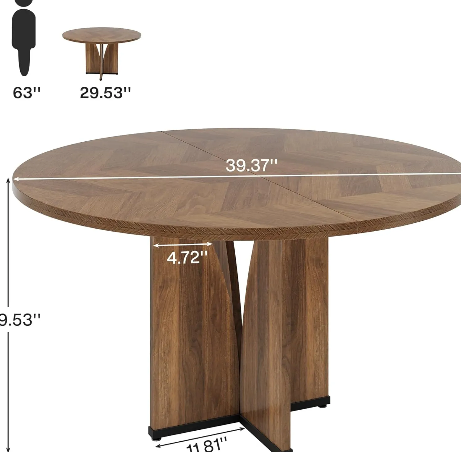 39" Round Conference Table for 4, Modern Meeting Table with Sturdy Base