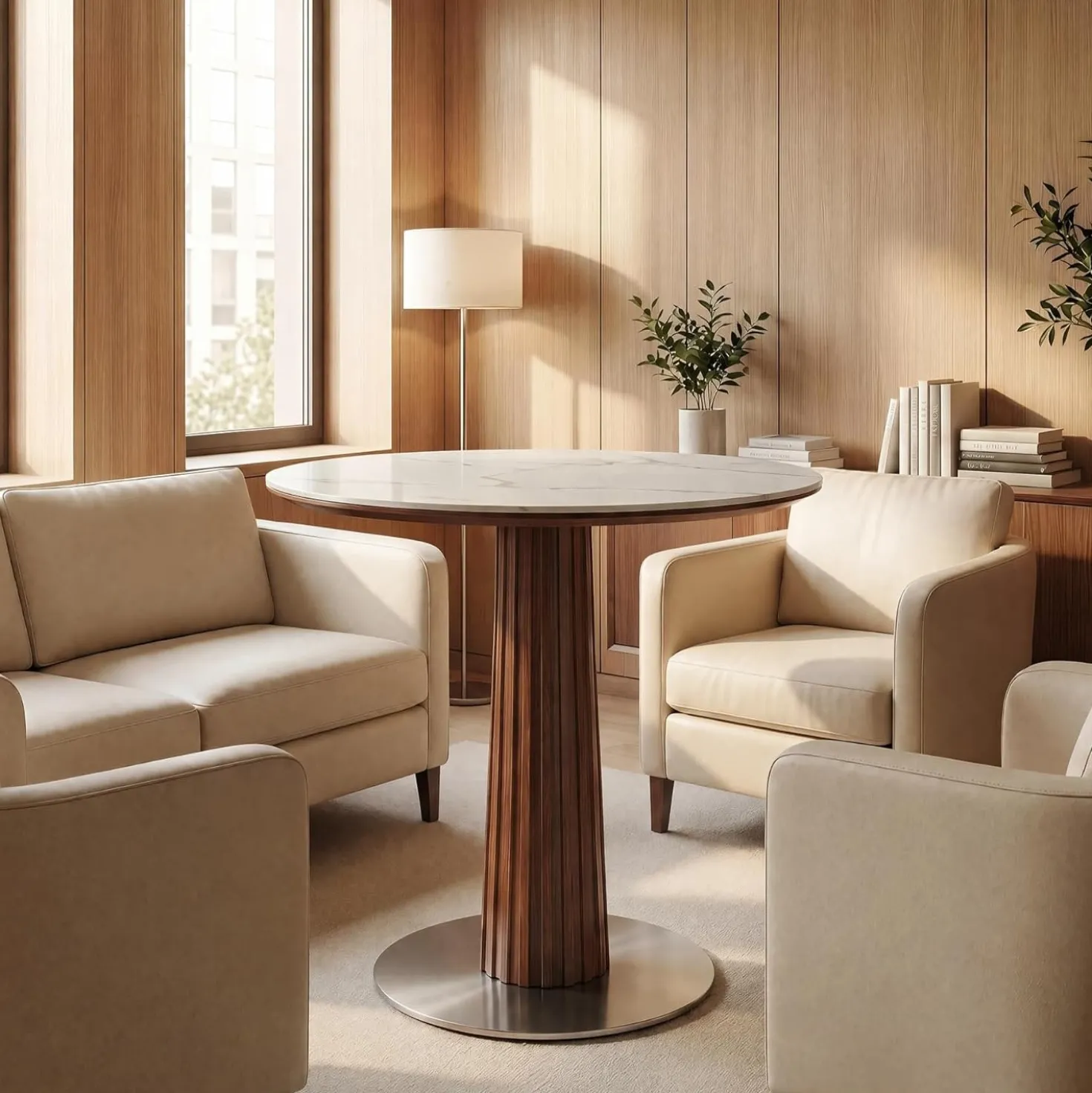 31.5" Round Conference Table, Modern Small Meeting Room Table for 2-4 People for Office