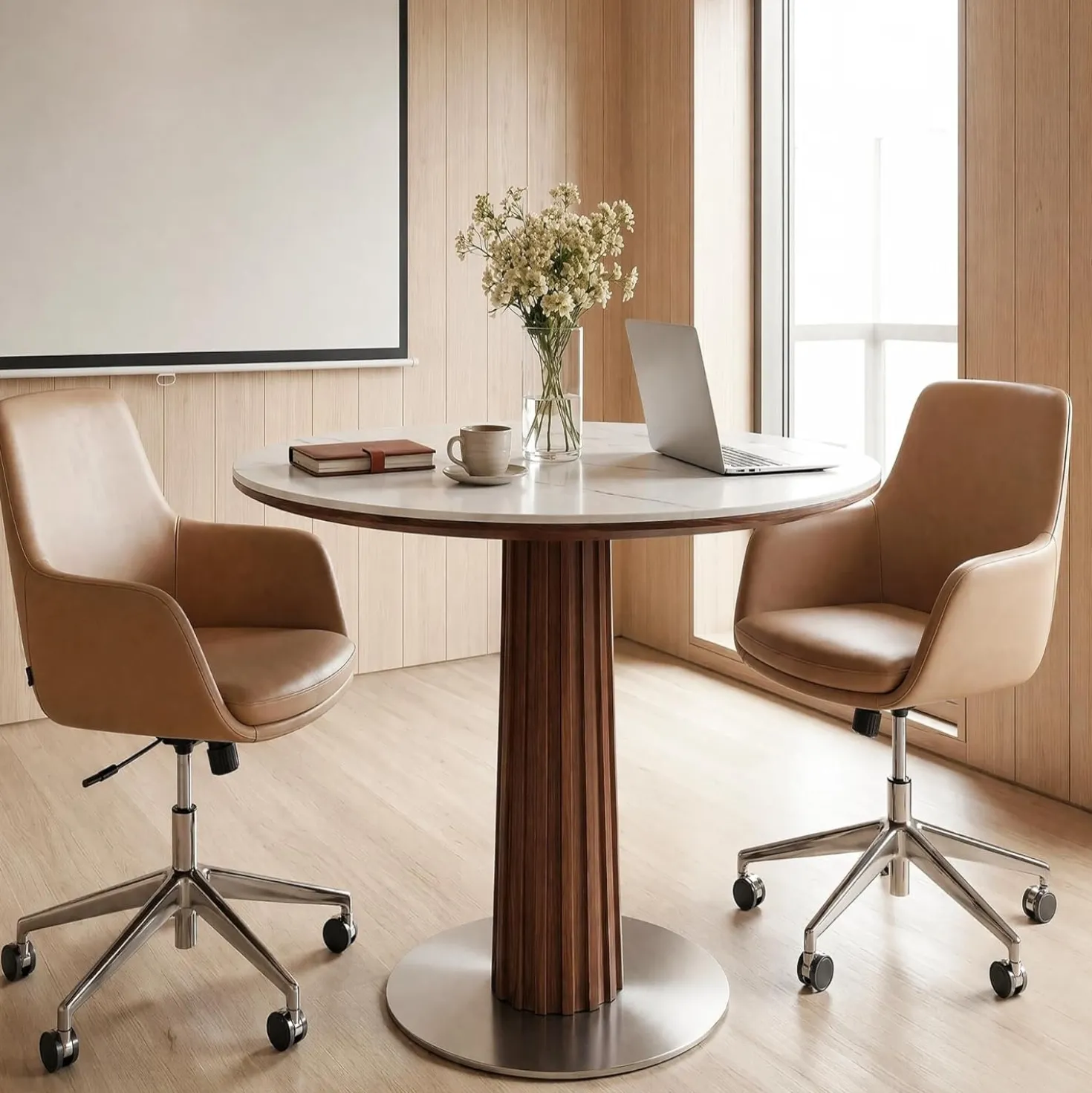 31.5" Round Conference Table, Modern Small Meeting Room Table for 2-4 People for Office