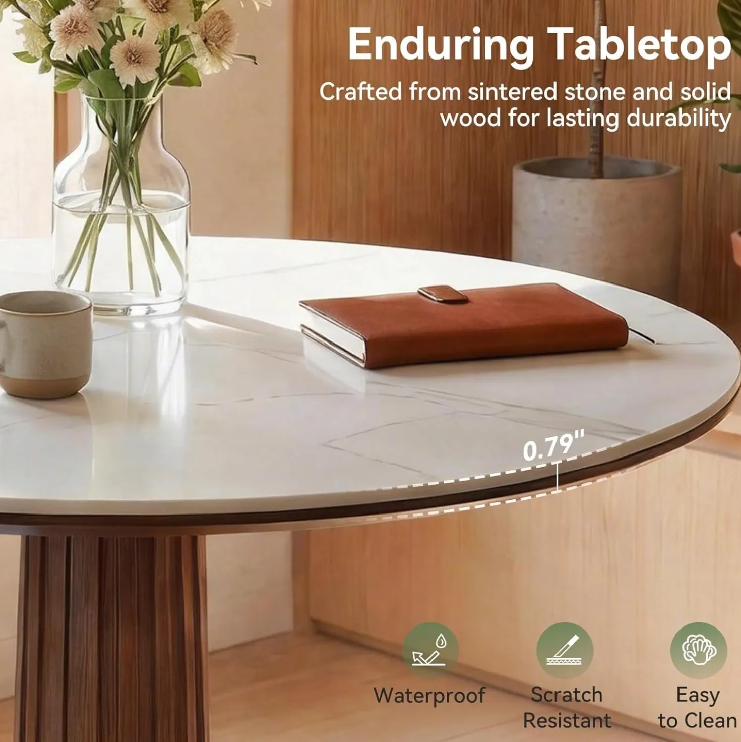 31.5" Round Conference Table, Modern Small Meeting Room Table for 2-4 People for Office