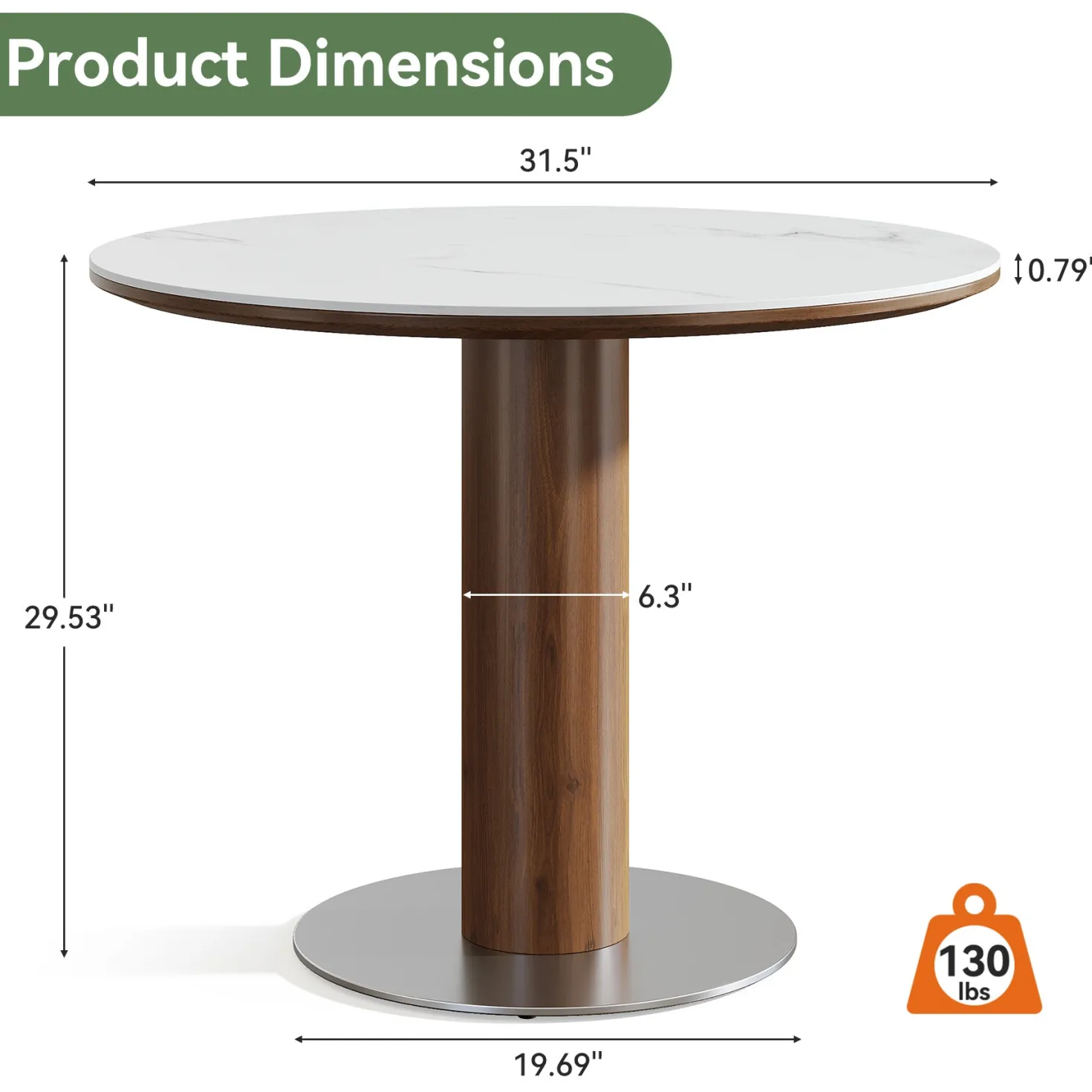 31.5" Round Conference Table, Small Wood Meeting Room Table for 2-4 People