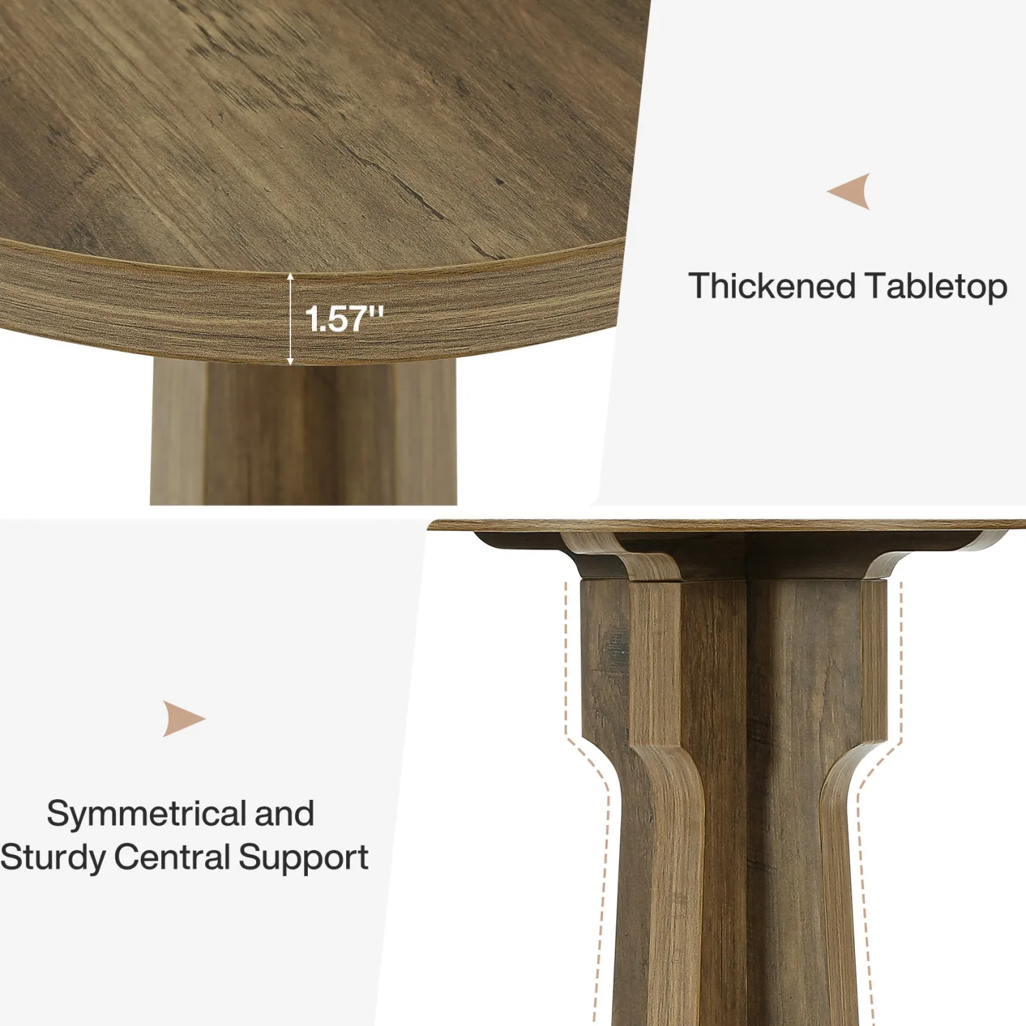23.6" Round Dining Table, Modern Commercial Dinner Table for 2 People