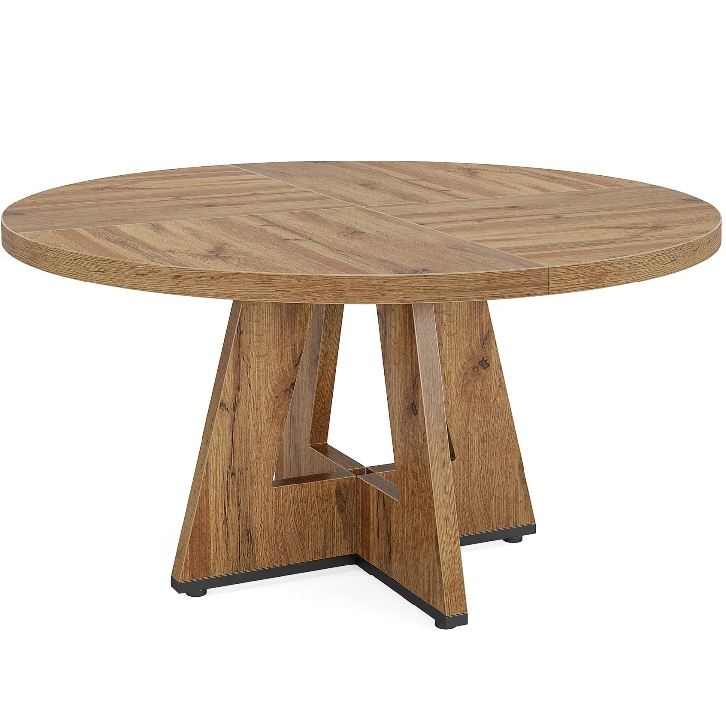 47" Round Farmhouse Dining Table for 4 People, Rustic Dining Room Table