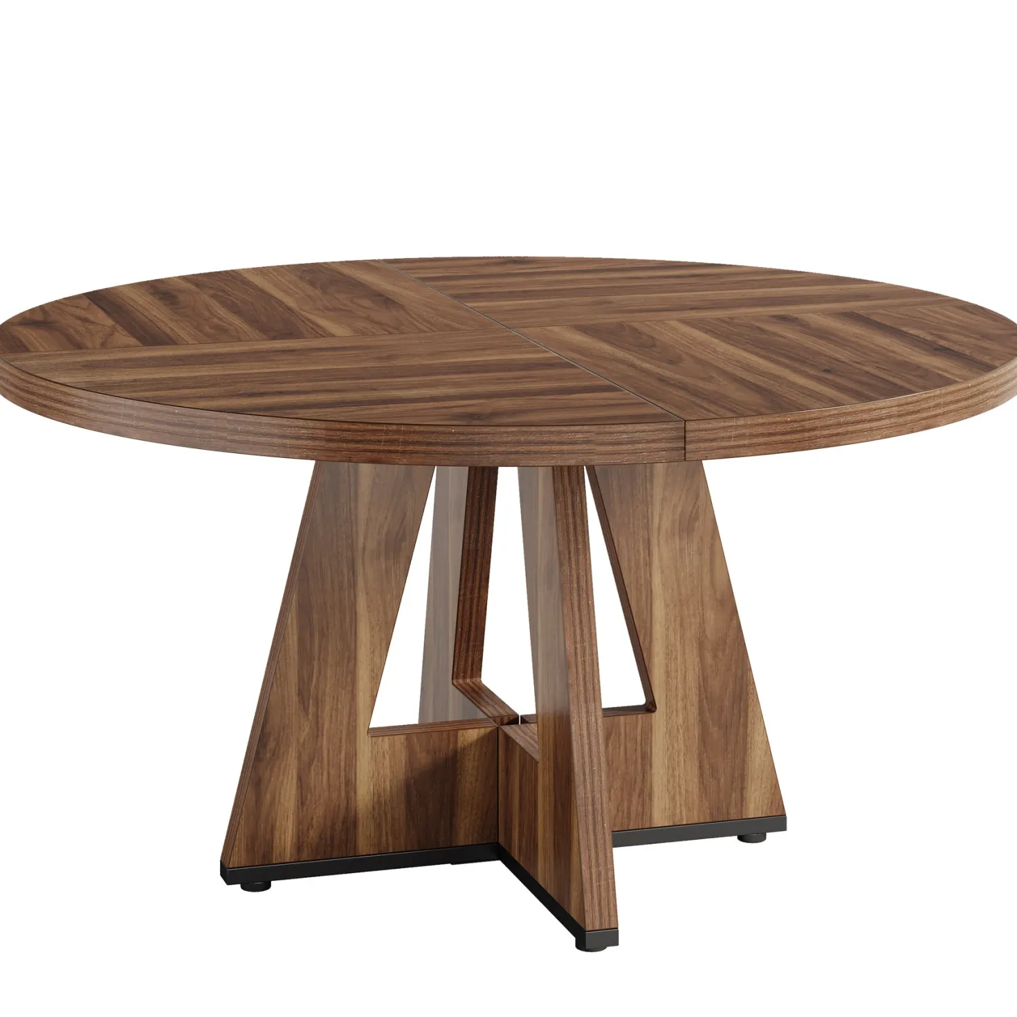 47" Round Farmhouse Dining Table for 4 People, Rustic Dining Room Table