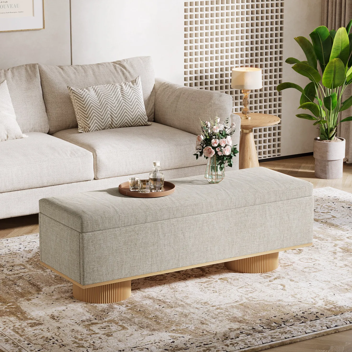 50.4" Shoe Bench, Upholstered Entryway Bench with Flip Up Storage